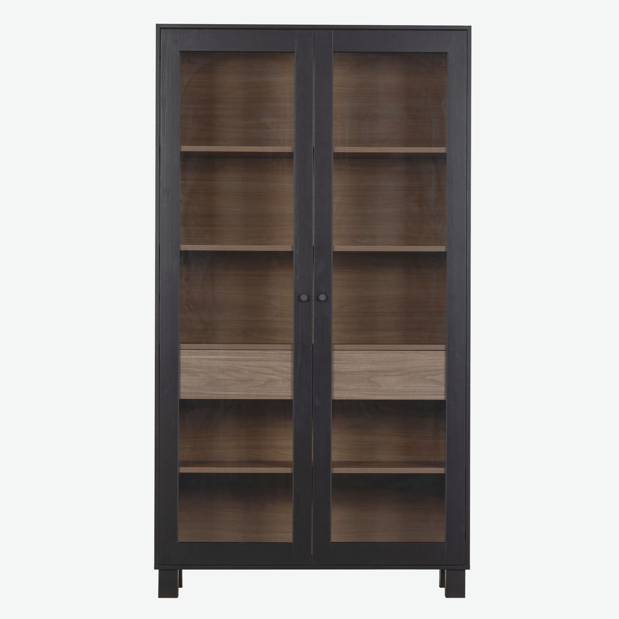 Woood Goos 2 Doors Cabinet Pine Black/Walnut (FSC) - ModernistaLiving