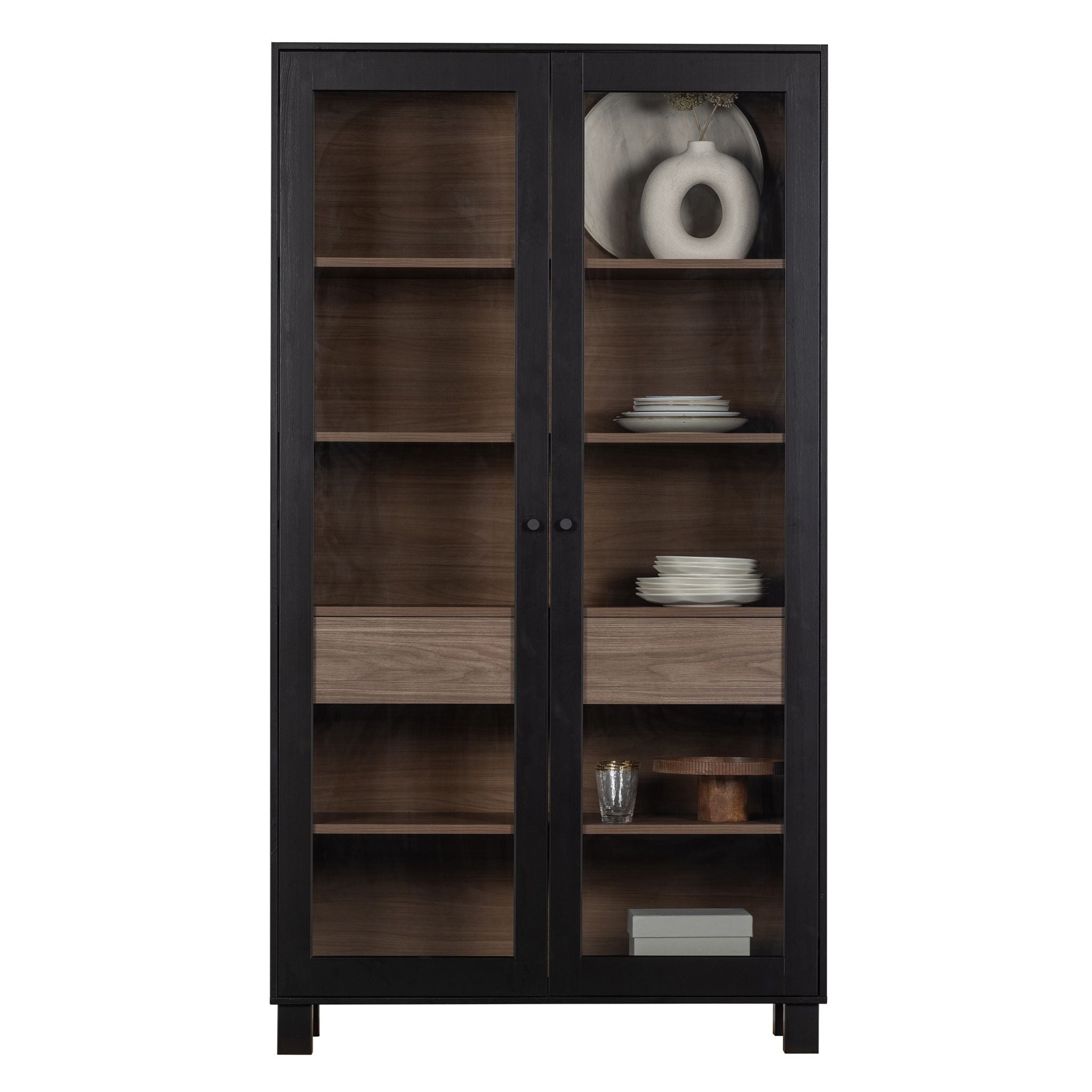 Woood Goos 2 Doors Cabinet Pine Black/Walnut (FSC)