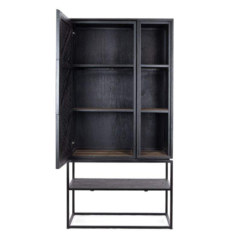 dBodhi Karma Charcoal Cabinet 1 Door 1 Open Rack Reclaimed Wood - ModernistaLiving