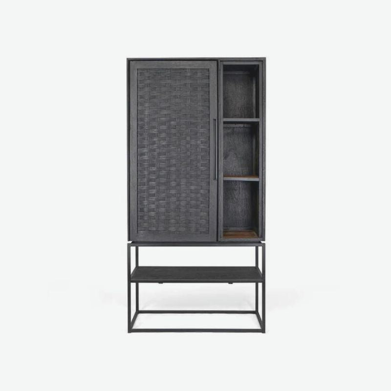 dBodhi Karma Charcoal Cabinet 1 Door 1 Open Rack Reclaimed Wood - ModernistaLiving