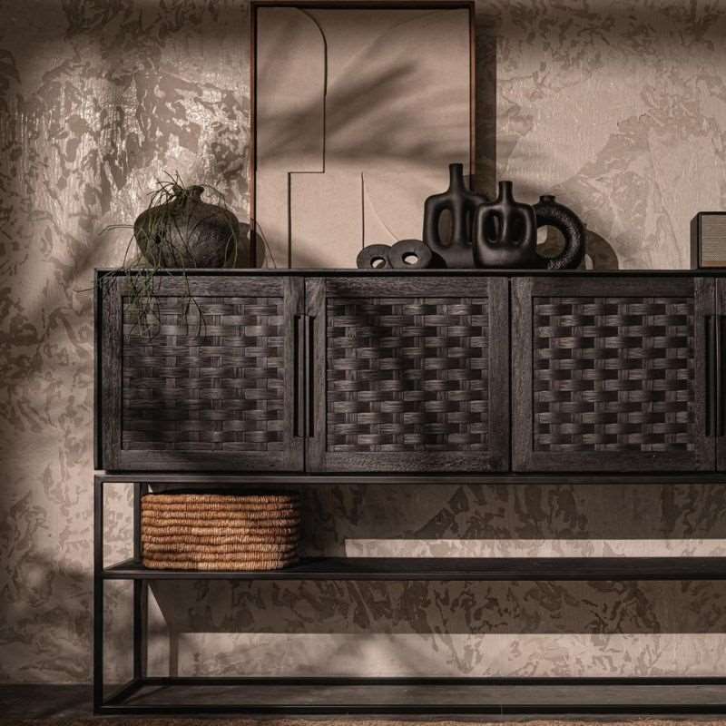 dBodhi Karma Charcoal High Dresser Sideboard 4 Door Reclaimed Wood - ModernistaLiving