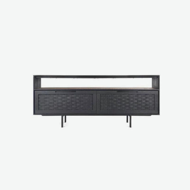 dBodhi Karma Charcoal Low Dresser Sideboard 2 Drawers 1 Open Rack Reclaimed Wood - ModernistaLiving