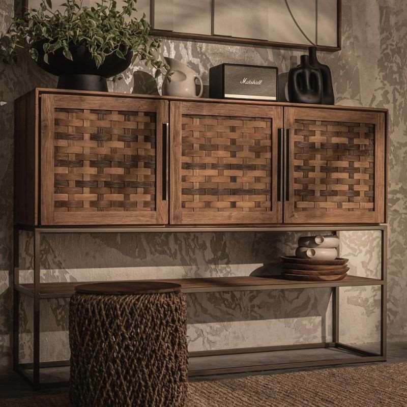 dBodhi Karma Pure High Dresser Sideboard 3 Door Open Rack Reclaimed Teak - ModernistaLiving