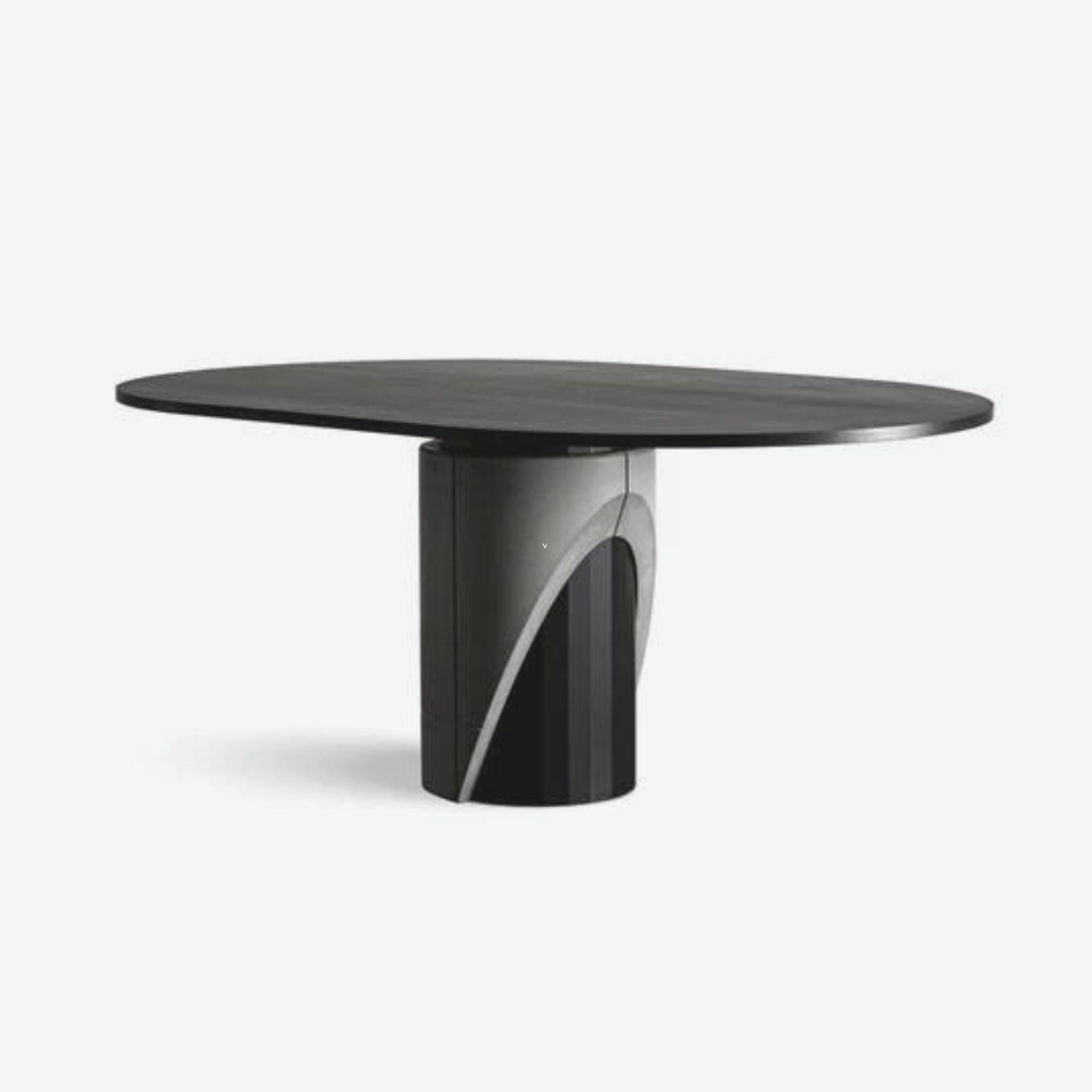 Lyon Beton Sharp Oblong Dining Table Fiber Concrete Steel Black Oak Veneer - ModernistaLiving