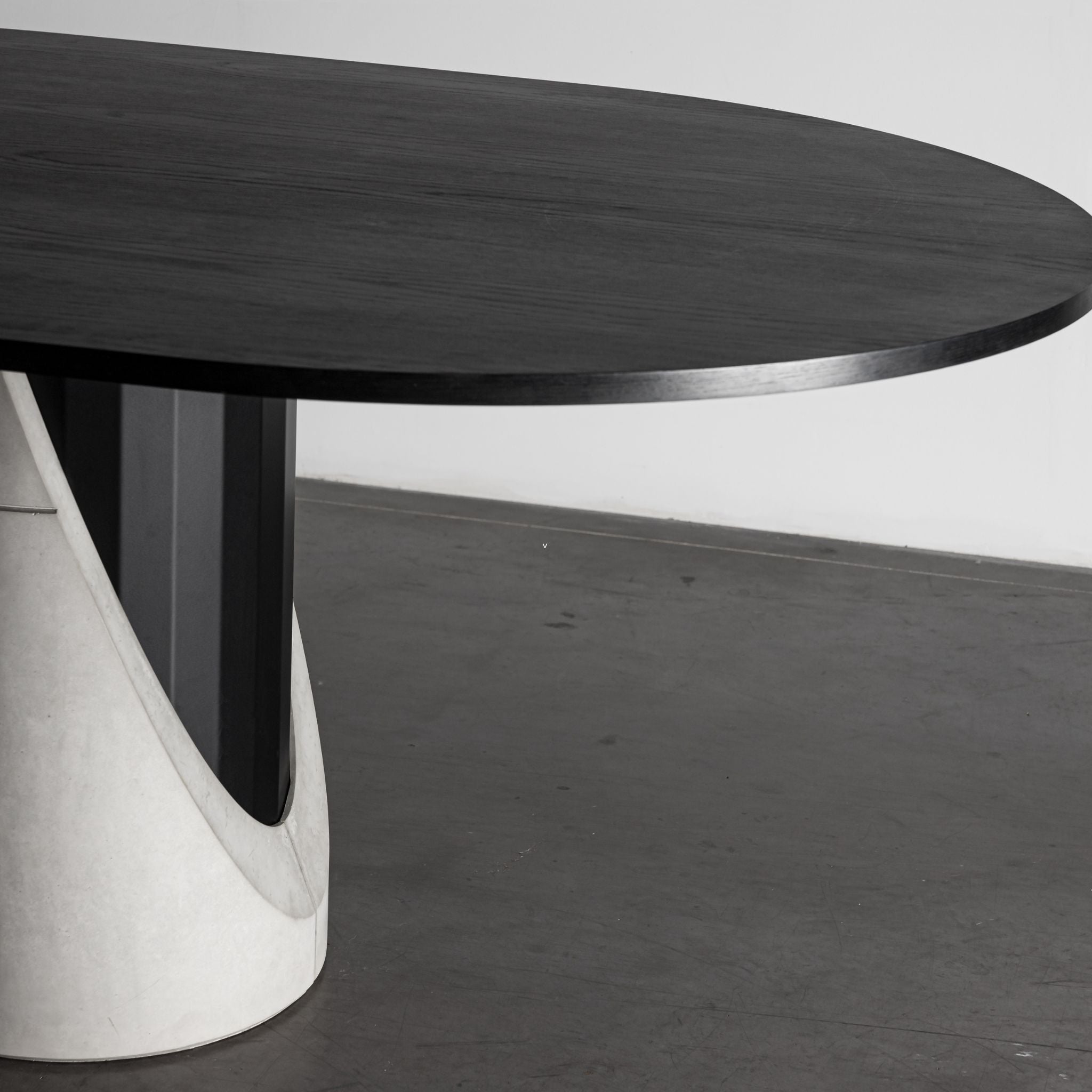 Lyon Beton Sharp Oblong Dining Table Fiber Concrete Steel Black Oak Veneer - ModernistaLiving