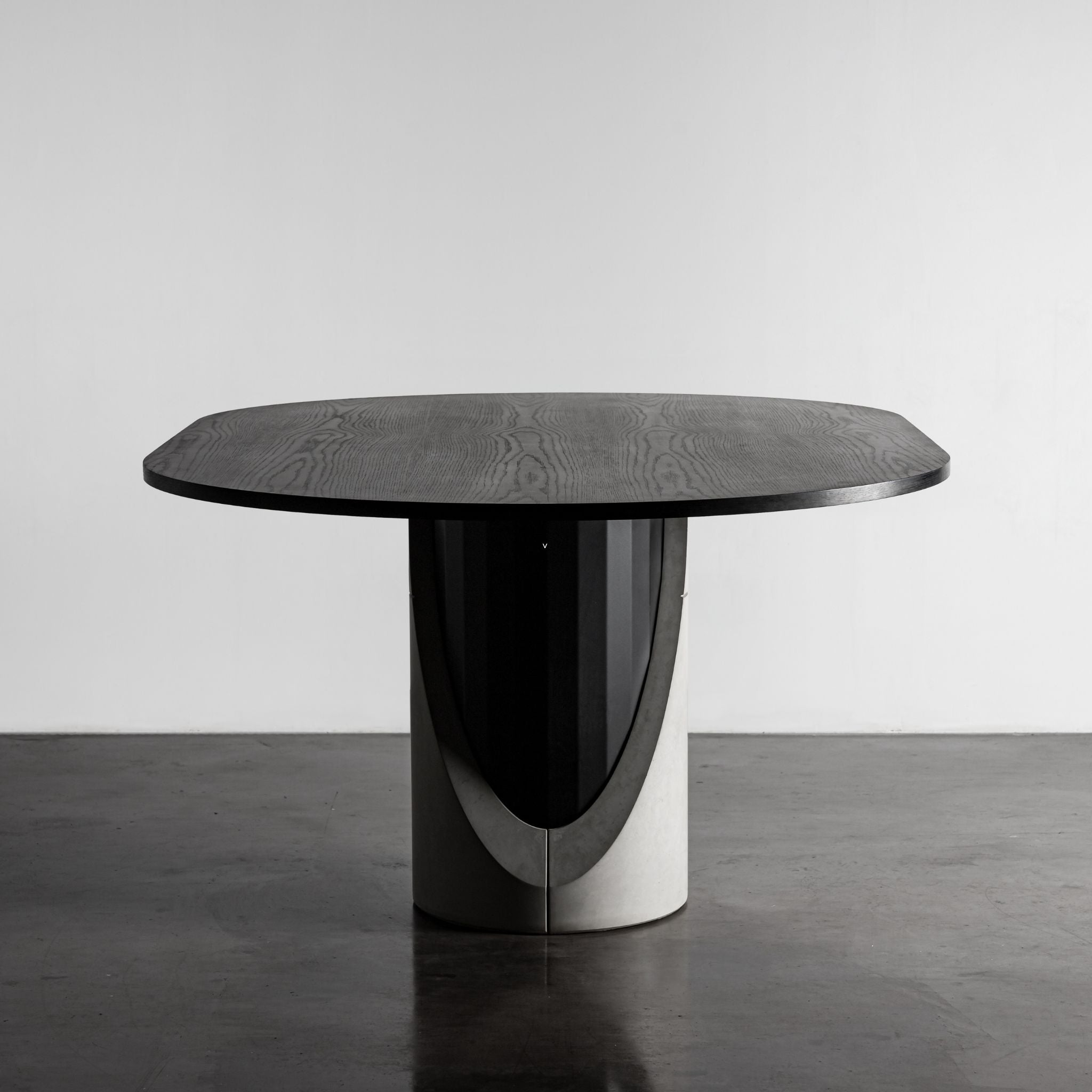 Lyon Beton Sharp Oblong Dining Table Fiber Concrete Steel Black Oak Veneer - ModernistaLiving