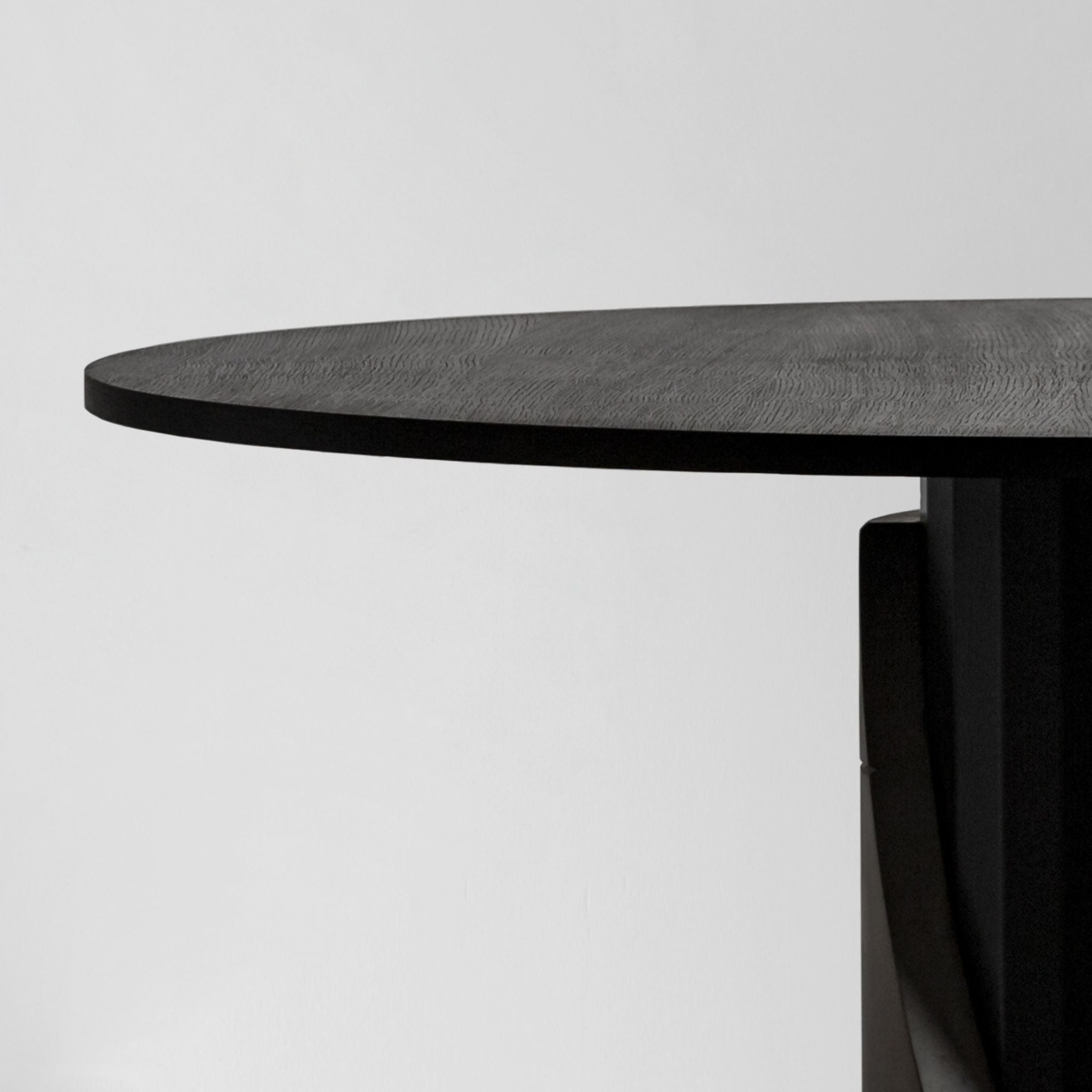 Lyon Beton Sharp Round Dining Table Fiber Concrete Steel Black Oak Veneer - ModernistaLiving