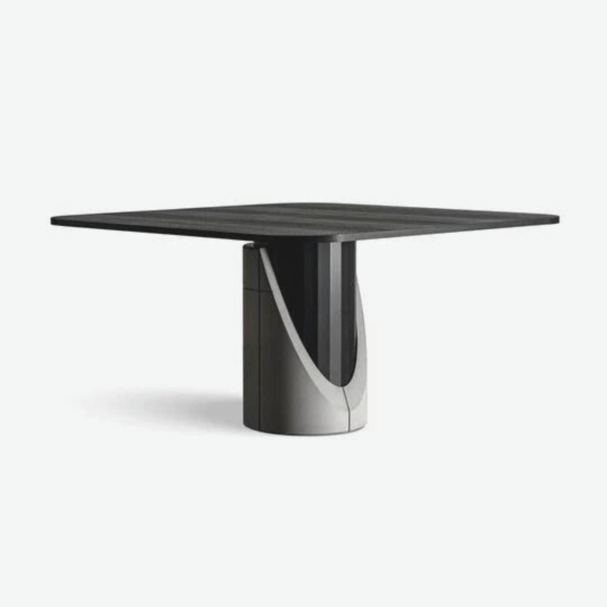 Lyon Beton Sharp Square Dining Table Fiber Concrete Steel Black Oak Veneer - ModernistaLiving