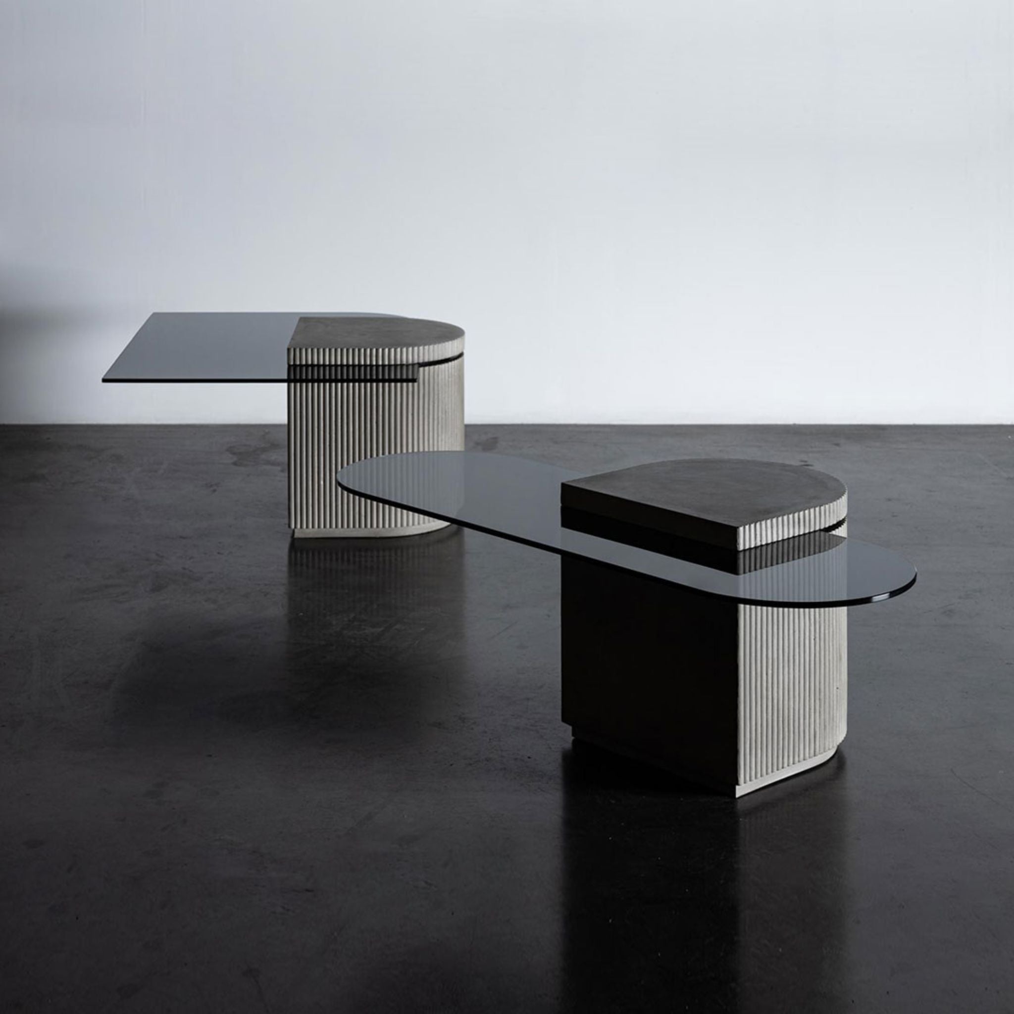 Lyon Beton Strut The Square Coffee Table Fiber Concrete Tempered Glass Natural Grey - ModernistaLiving