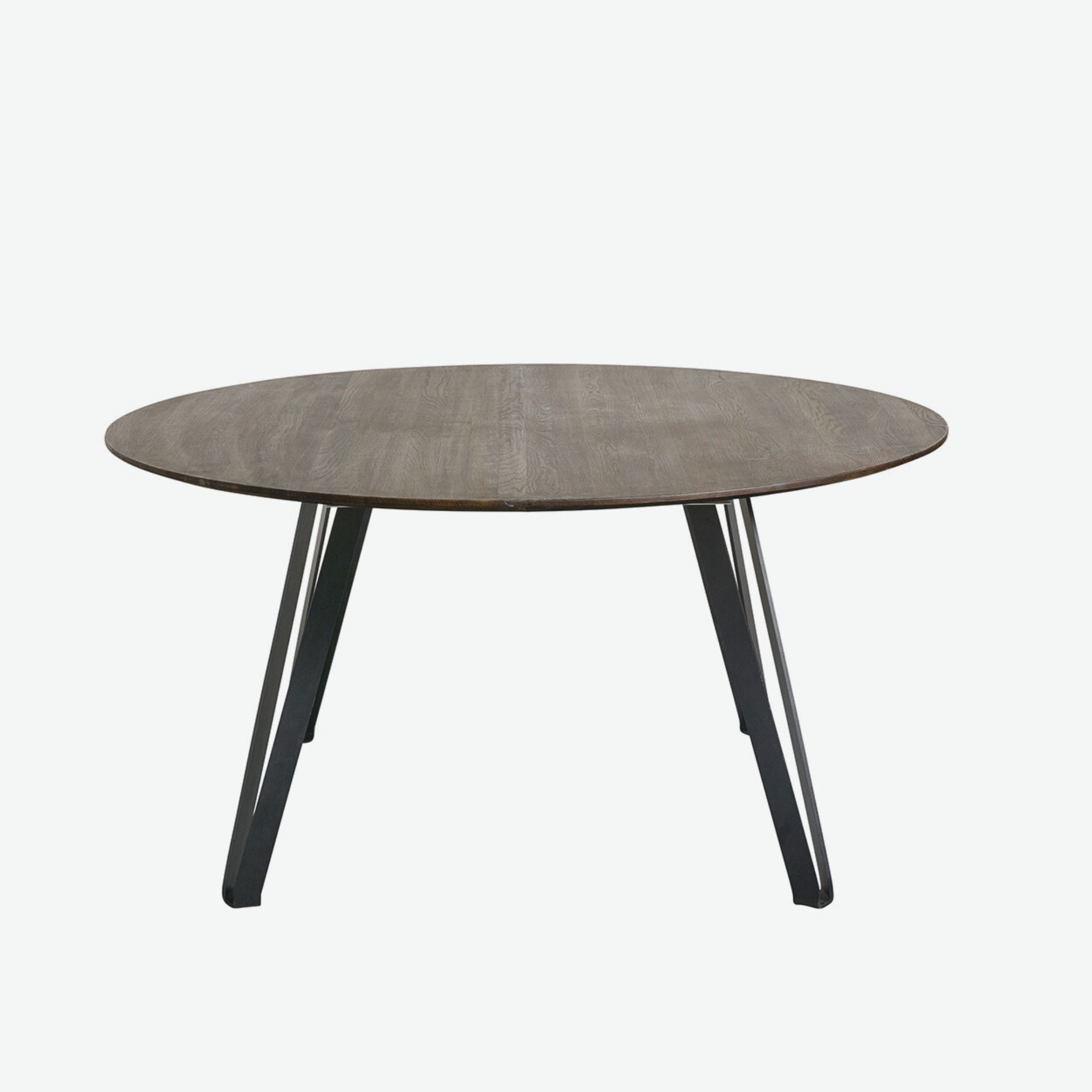 Muubs Round Dining Table Space Smoked Oak With Black Coated Metal Legs