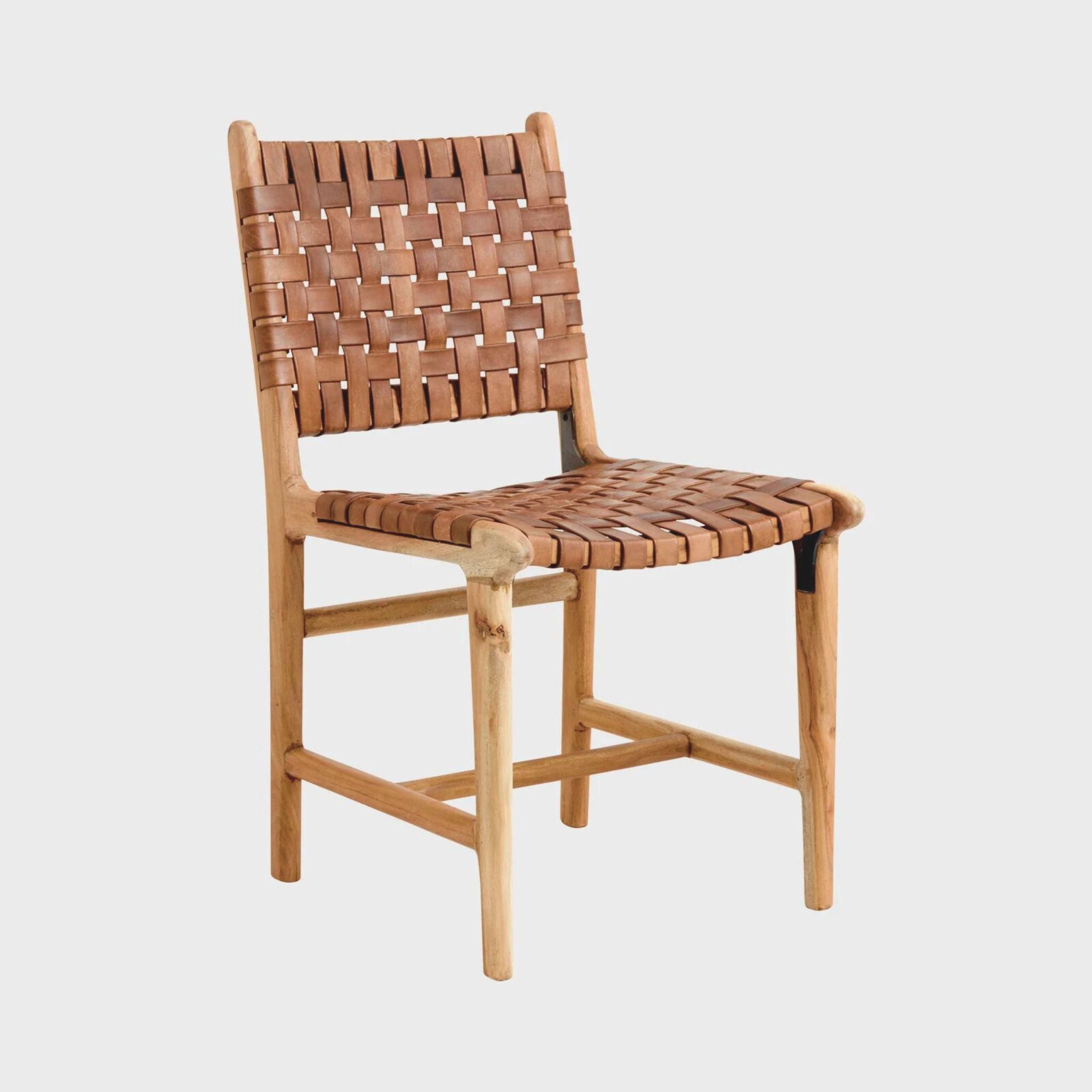 Nordal Aya Dinner Chair Brown Leather Wood - ModernistaLiving