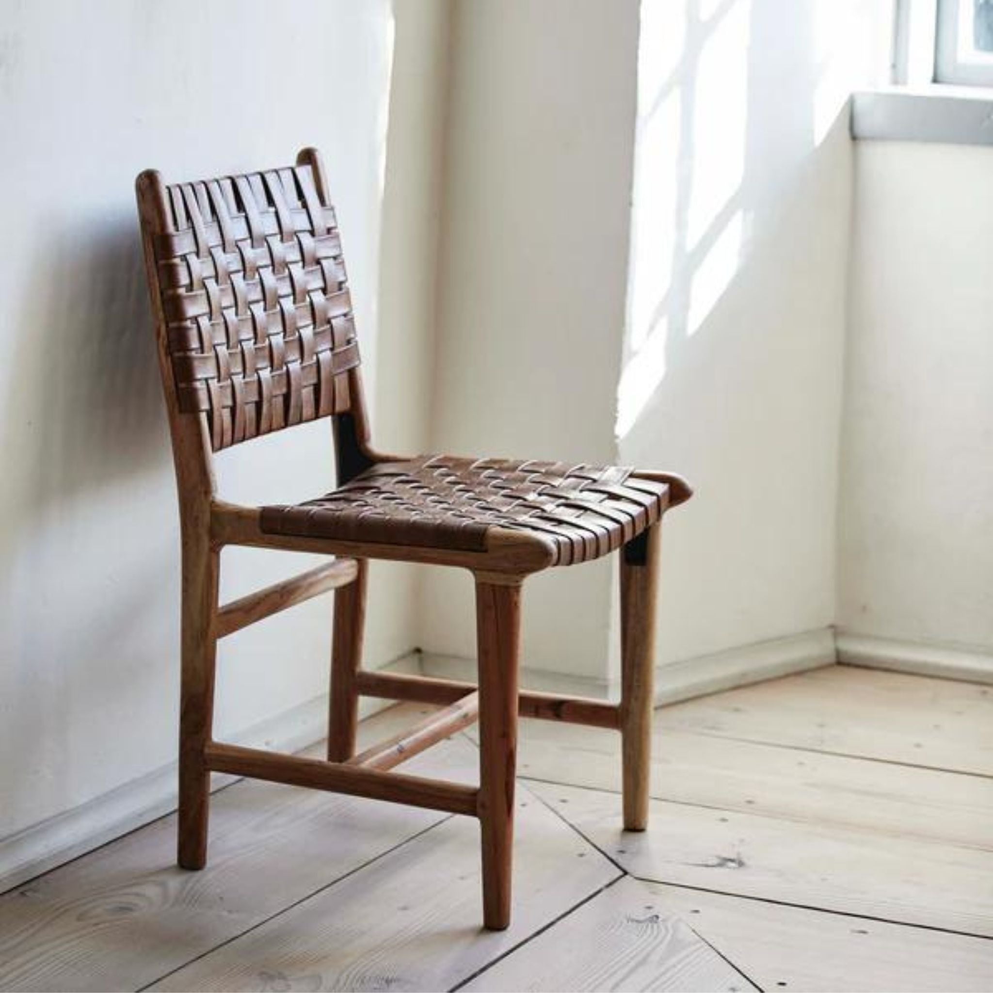 Nordal Aya Dinner Chair Brown Leather Wood - ModernistaLiving