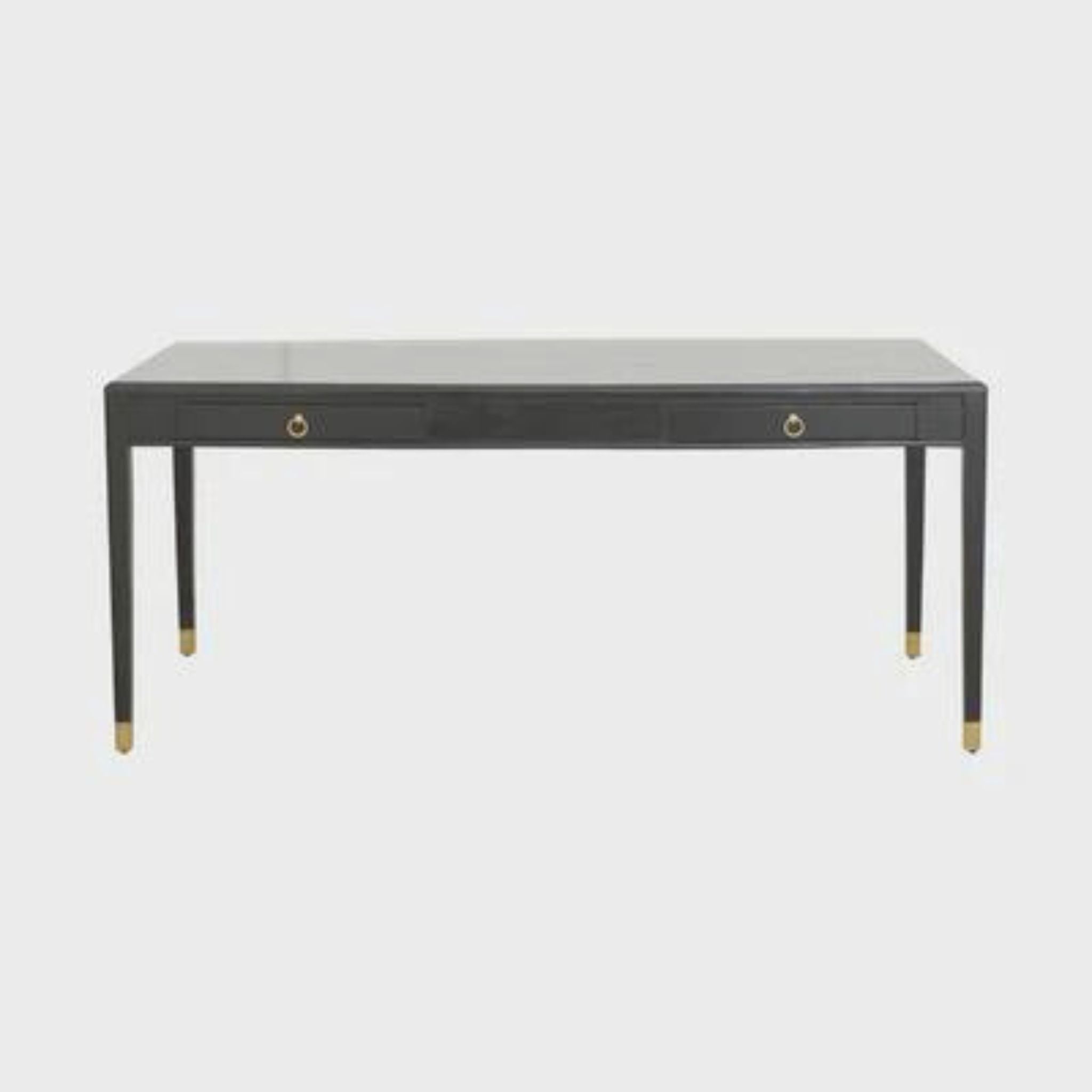 Nordal Ems Desk with 2 Drawers Black Wood - ModernistaLiving