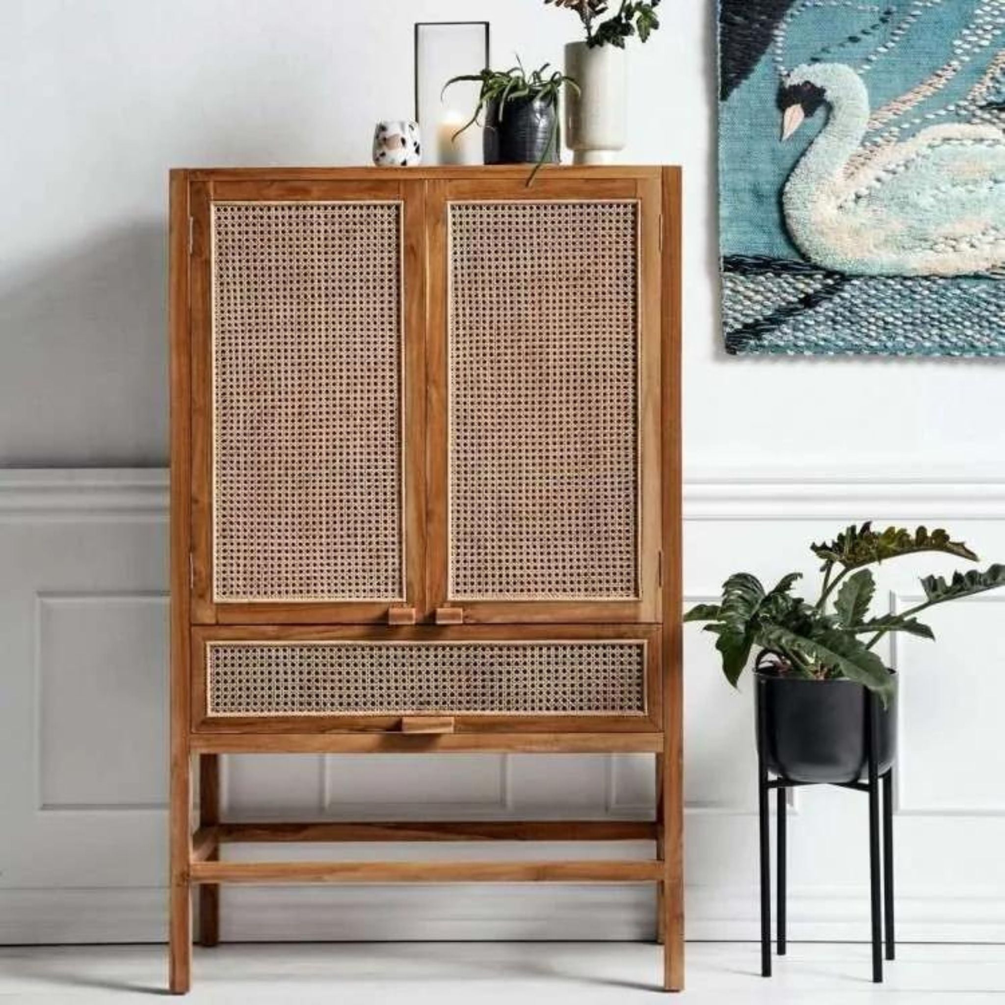 Nordal Merge Cabinet Nature With Rattan - ModernistaLiving