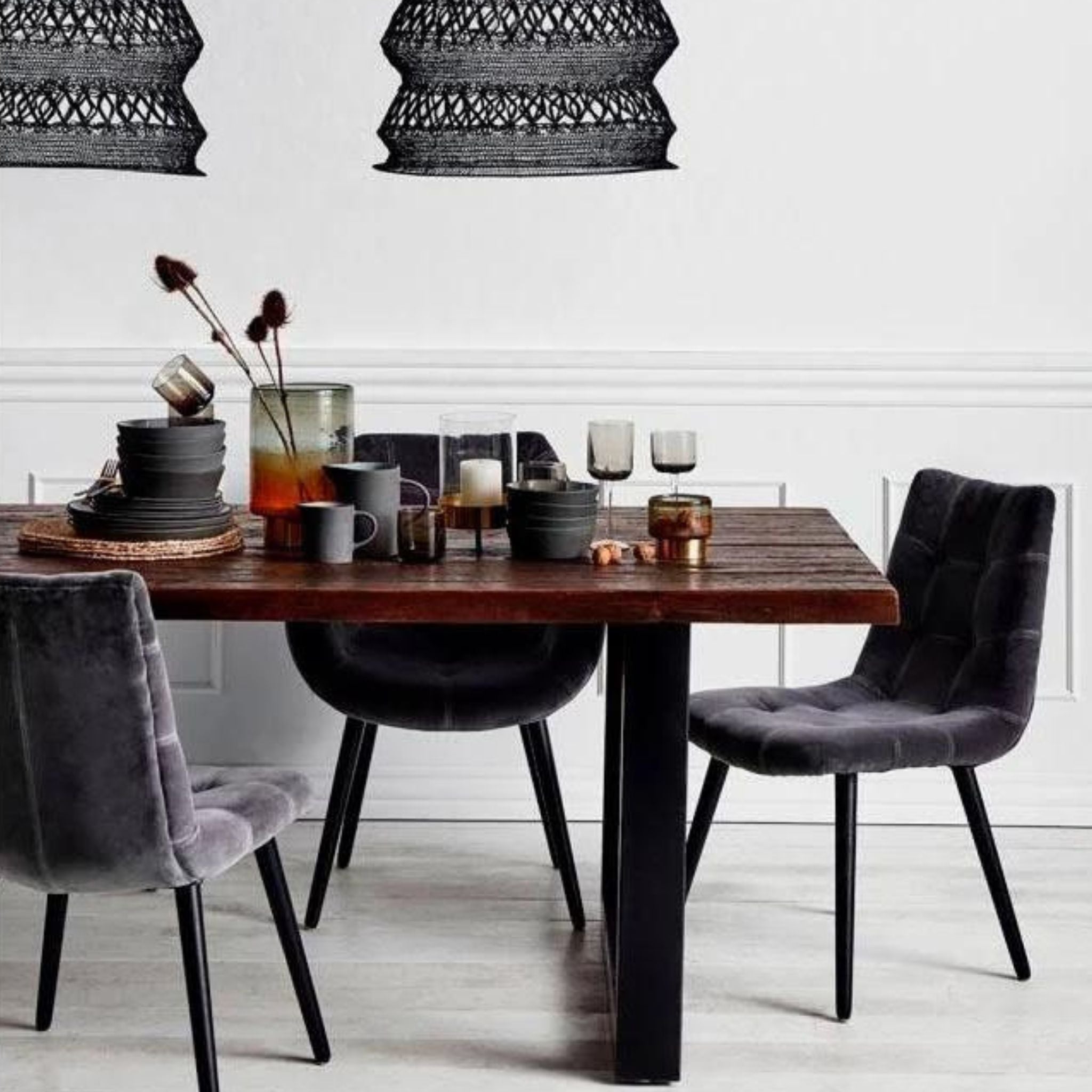 Nordal Vintage Iron Dining Table with Wooden Top Raw - ModernistaLiving