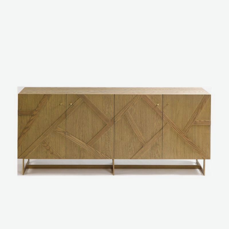 Crisal Decoracion Olmo Sideboard Oak and Metal Legs Geometric Lines - ModernistaLiving