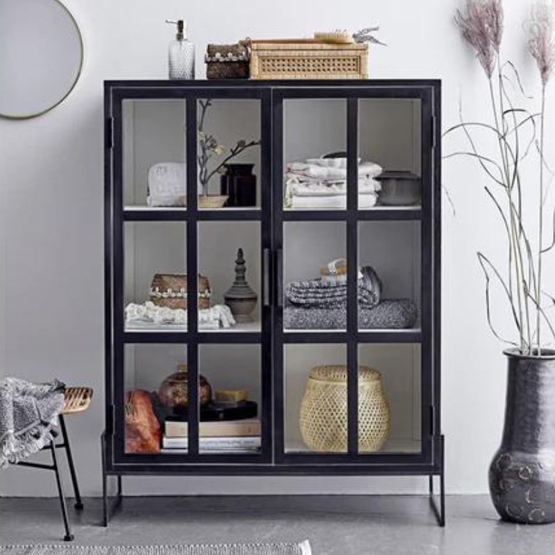 Bloomingville Opal Cabinet Black Oak 2 Doors 4 Shelves - ModernistaLiving