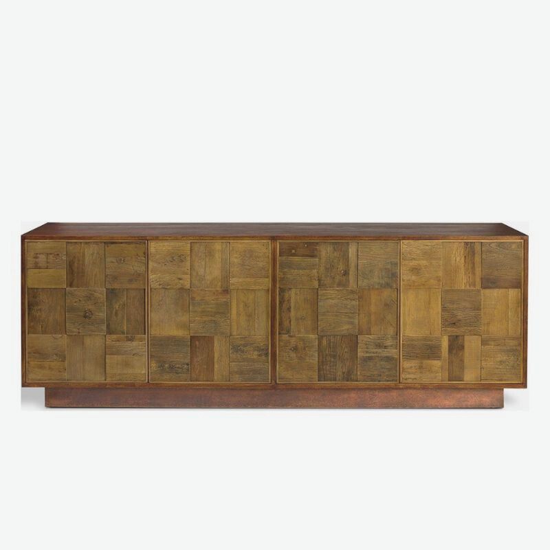 Crisal Decoracion Oslo-A Sideboard Aged Wooden Unit with Copper - ModernistaLiving