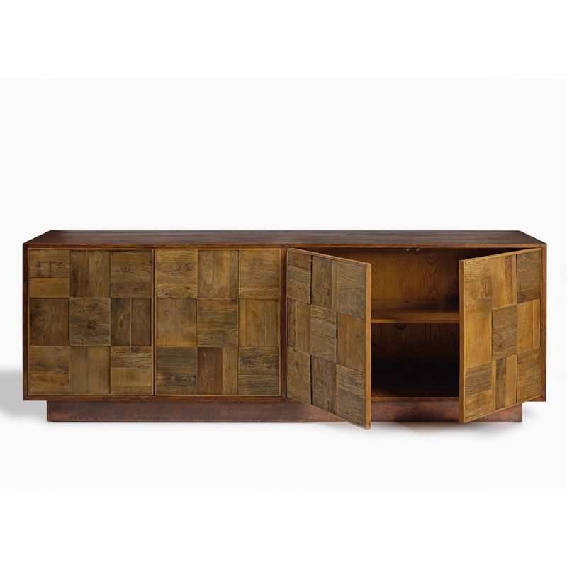 Crisal Decoracion Oslo-A Sideboard Aged Wooden Unit with Copper - ModernistaLiving