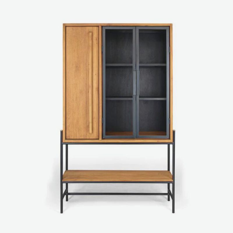dBodhi Outline Cabinet 3 Doors 2 Glass 1 Open Rack Reclaimed Teak - ModernistaLiving