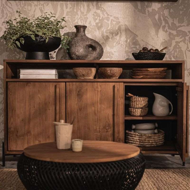 dBodhi Outline Dresser Sideboard 3 Doors 1 Open Rack Reclaimed Teak - ModernistaLiving