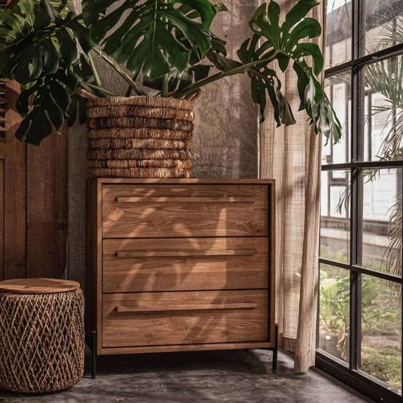 dBodhi Outline Dresser Chest of Drawers 3 Drawers Reclaimed Teak - ModernistaLiving