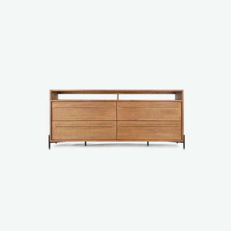 dBodhi Outline Dresser Chest of Drawers 4 Drawers 1 Open Rack Reclaimed Teak - ModernistaLiving