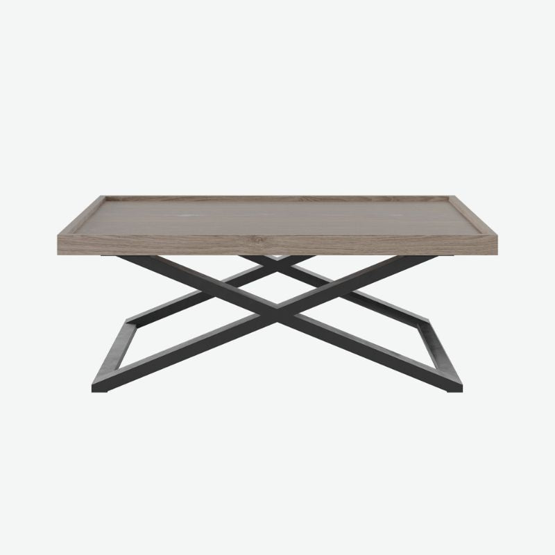 D.I. Designs Pershore Coffee Table Aged Oak Crossed Black Metal Legs - ModernistaLiving