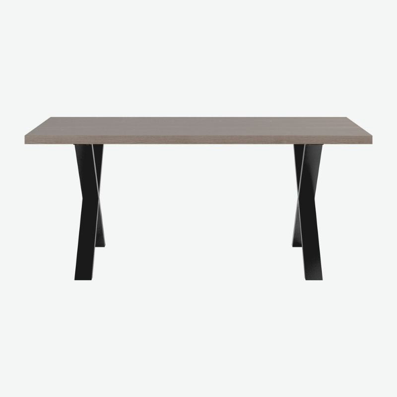 D.I. Designs Pershore Dining Table Aged Oak Crossed Black Metal Legs - ModernistaLiving