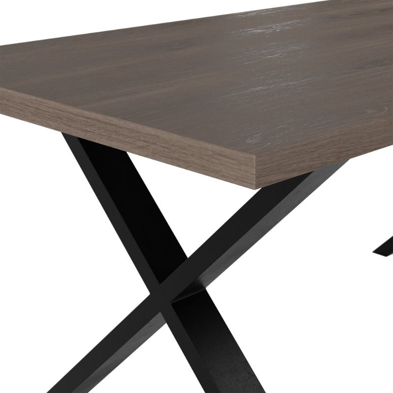 D.I. Designs Pershore Dining Table Aged Oak Crossed Black Metal Legs - ModernistaLiving