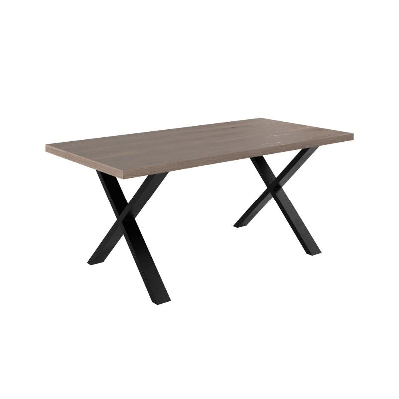 D.I. Designs Pershore Dining Table Aged Oak Crossed Black Metal Legs - ModernistaLiving