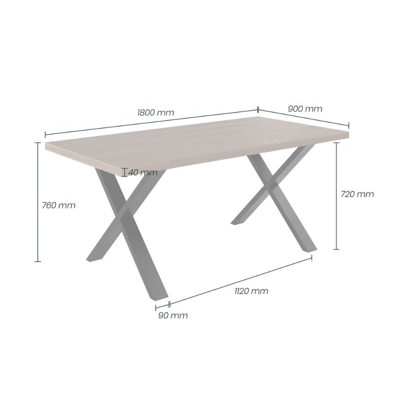 D.I. Designs Pershore Dining Table Aged Oak Crossed Black Metal Legs - ModernistaLiving