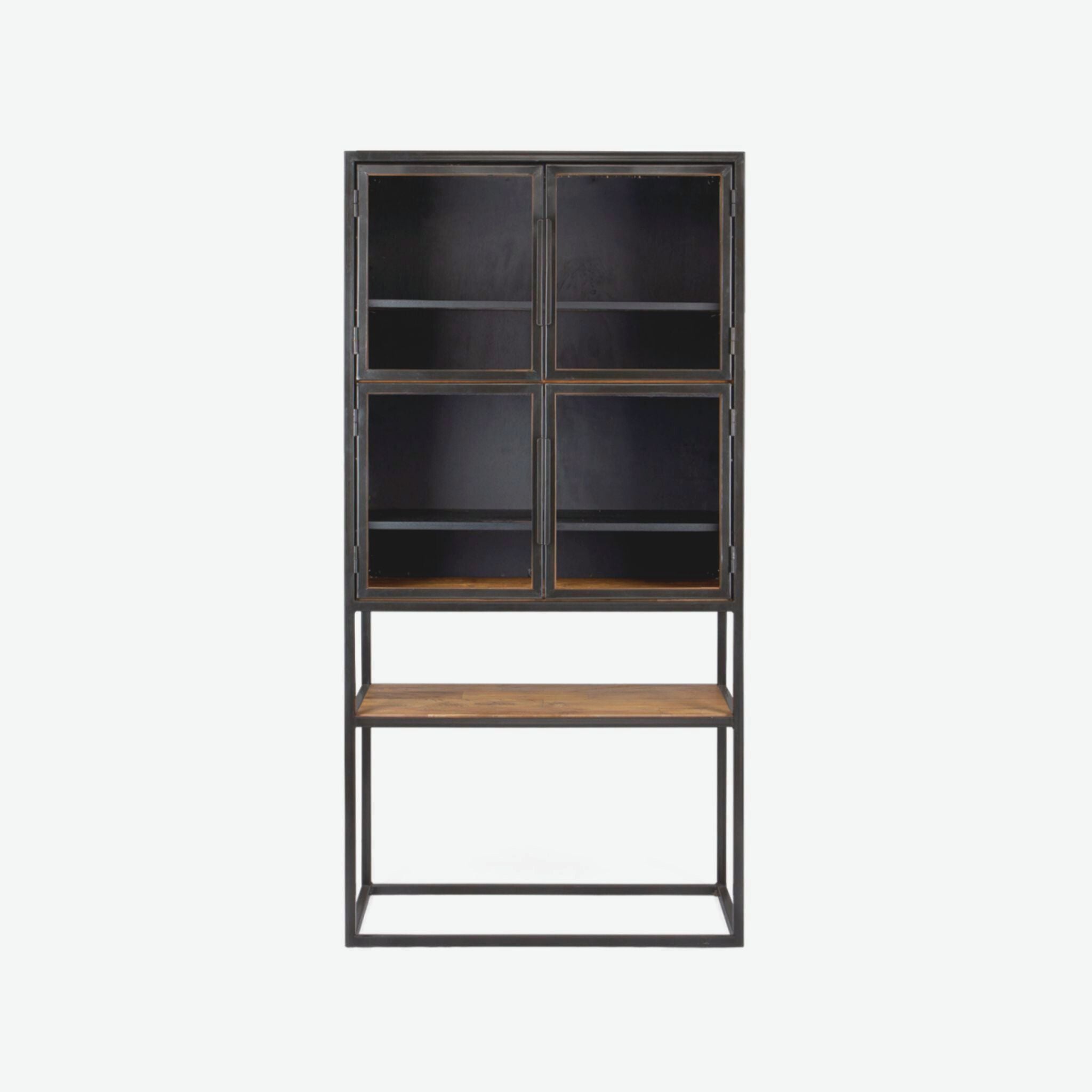 dBodhi Salvage Cabinet 4 Glass Doors 1 Open Rack Reclaimed Teak - ModernistaLiving
