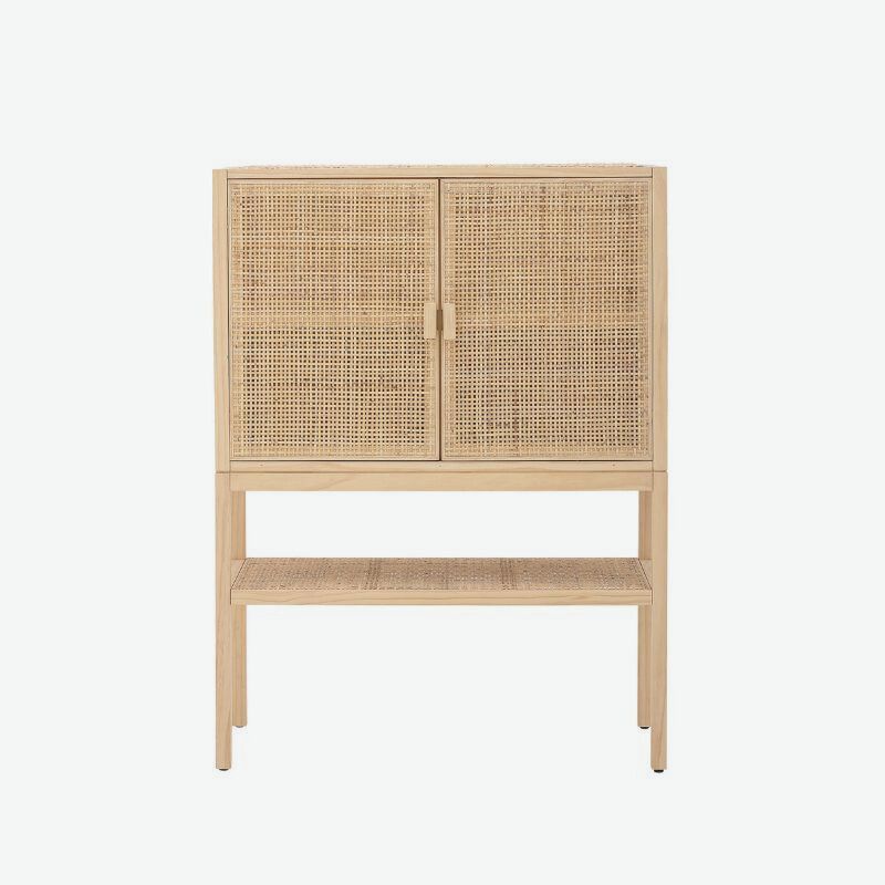 Bloomingville Sanna Cabinet 2 Doors 1 Open Rack Nature Gmelina Wood - ModernistaLiving