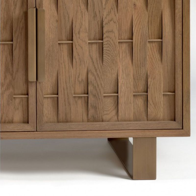 Crisal Decoracion Shaigon Sideboard Natural Oak Finish Embossed Doors - ModernistaLiving