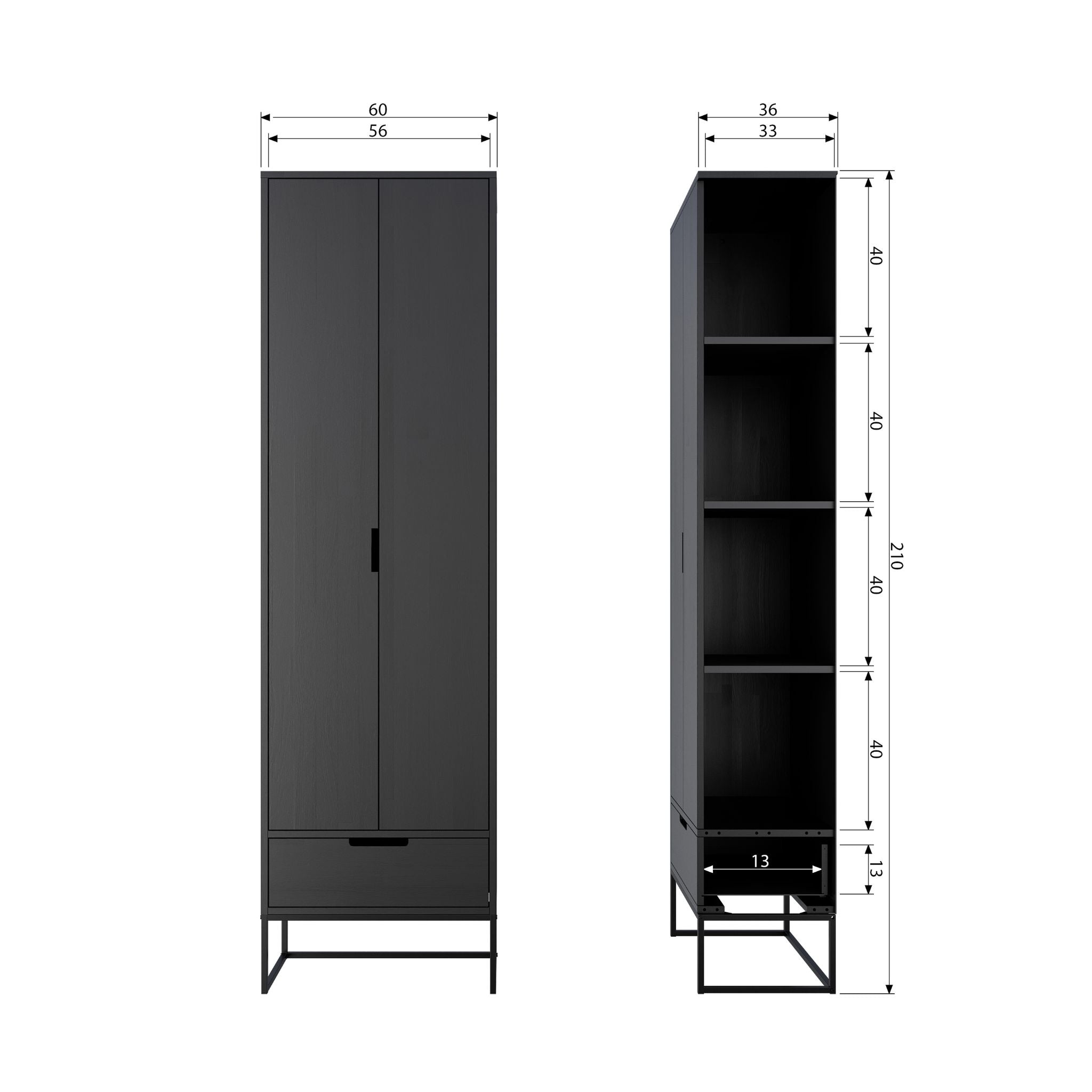 Woood Silas Cabinet Ash Brushed Blacknight (FSC) - ModernistaLiving