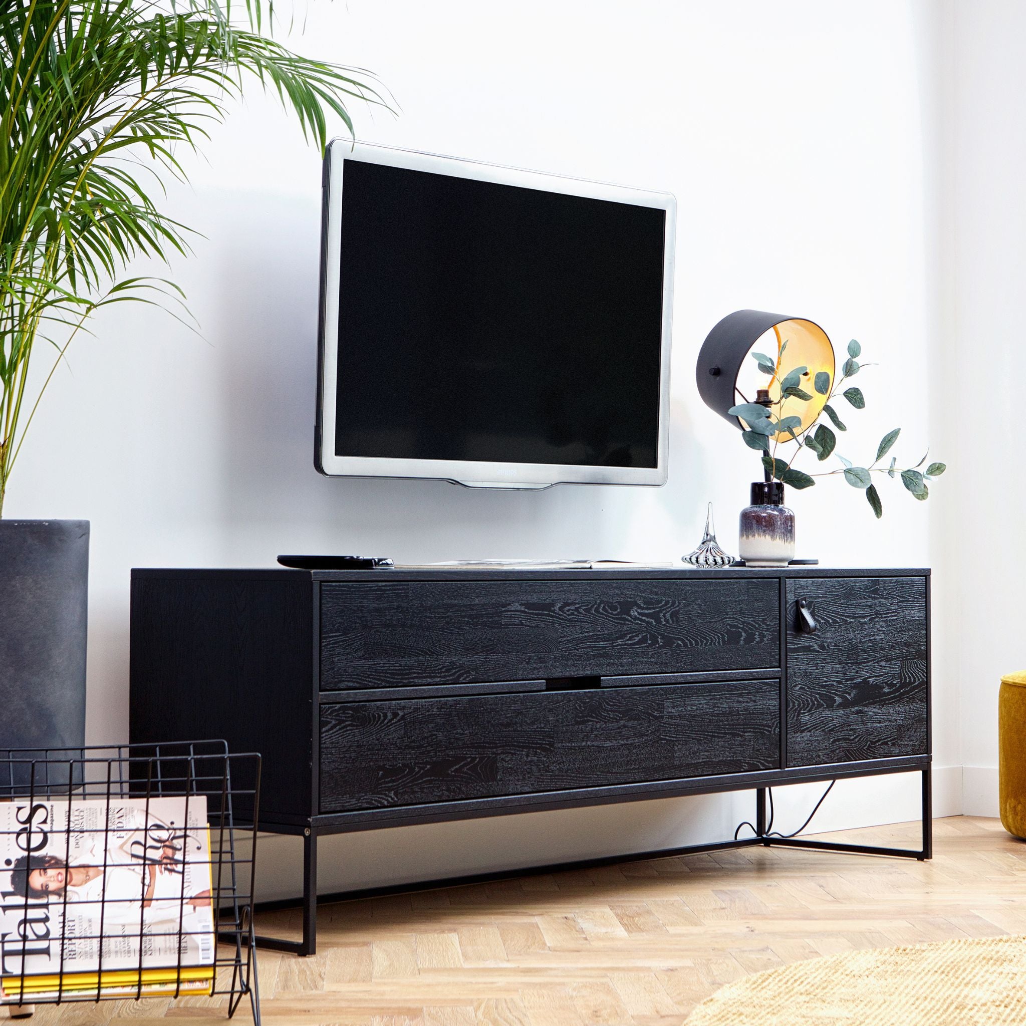 Woood Silas TV Unit 180cm Ash Brushed Blacknight (FSC) - ModernistaLiving