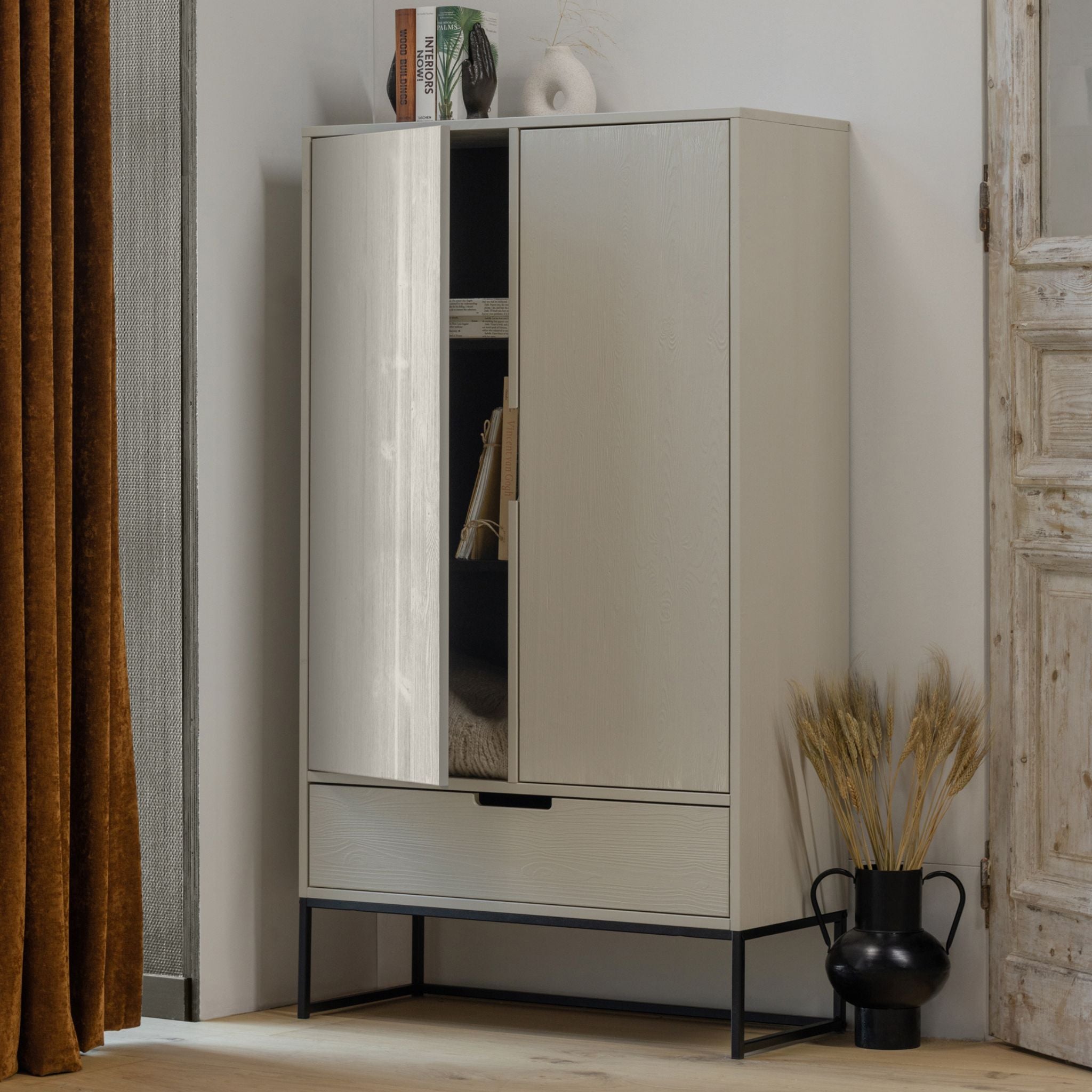 Woood Silas 2-Doors Cabinet Pine Dust (FSC) - ModernistaLiving