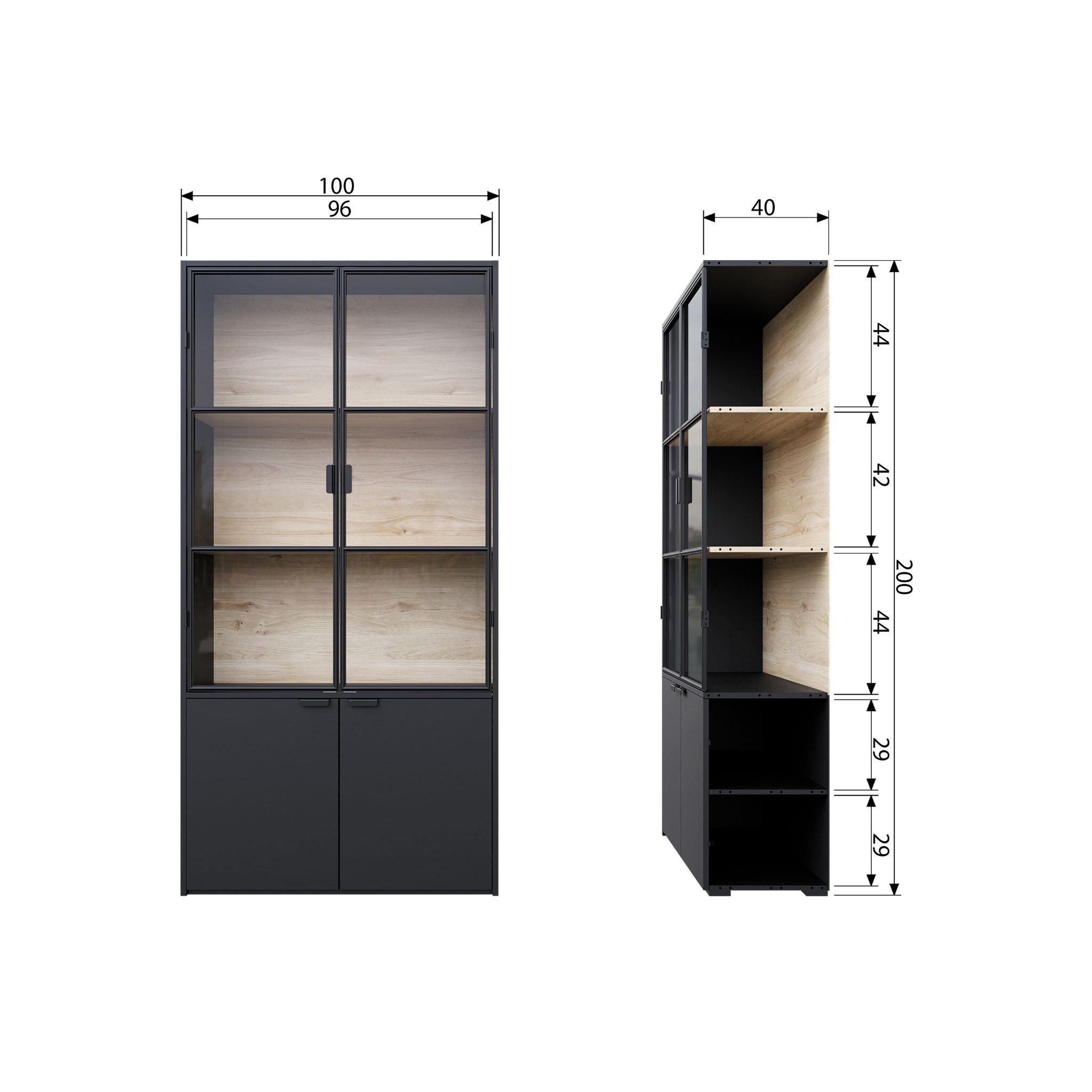 Woood Sivan Display Cabinet Black (FSC) - ModernistaLiving