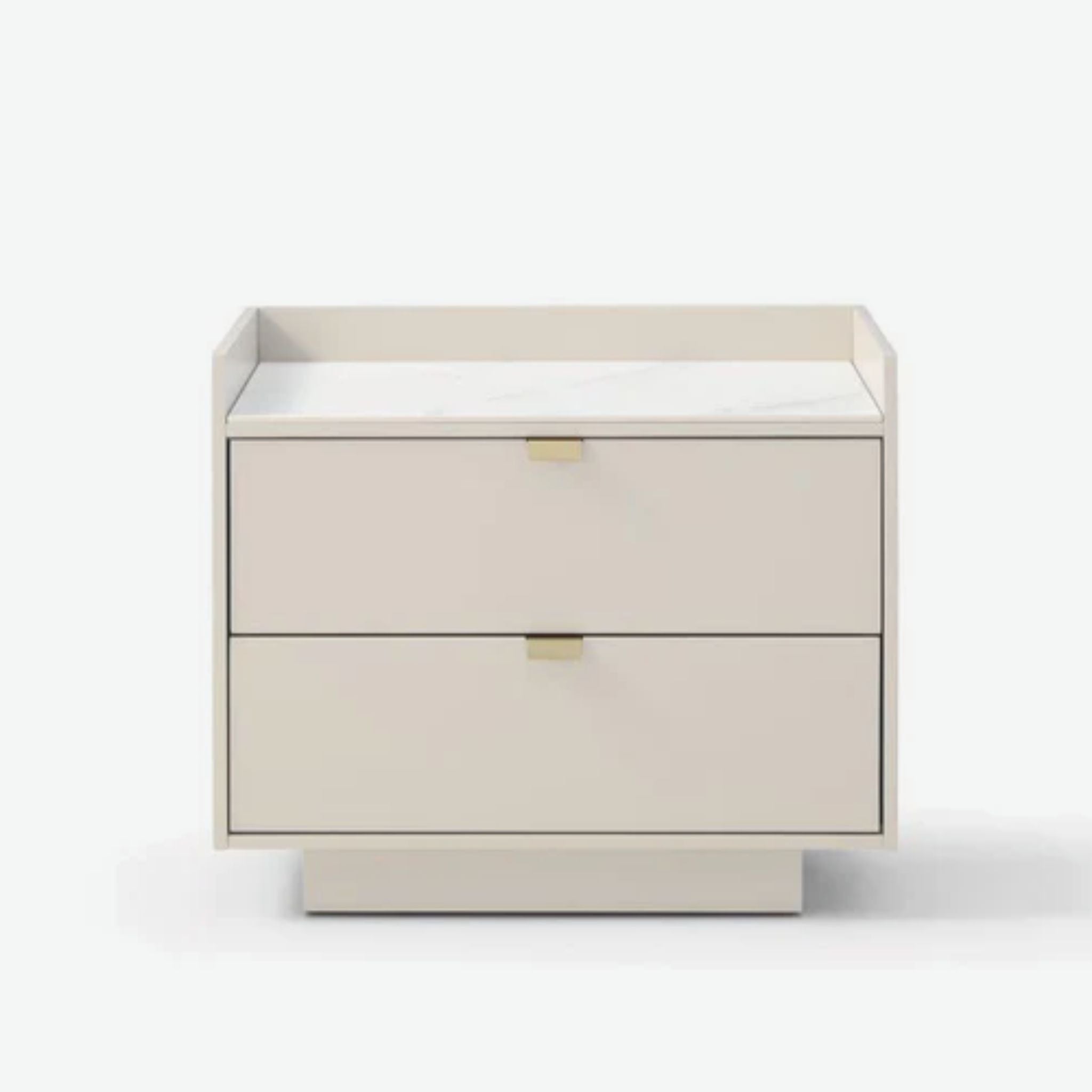 Tommy Franks Saviour Bedside Table - White Marble & Beige