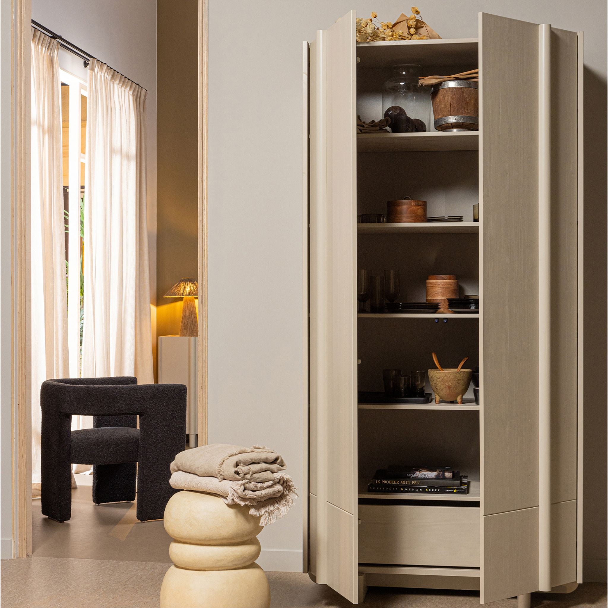 Woood Basu Storage Cabinet Pine Dust FSC-Certified Pine - ModernistaLiving