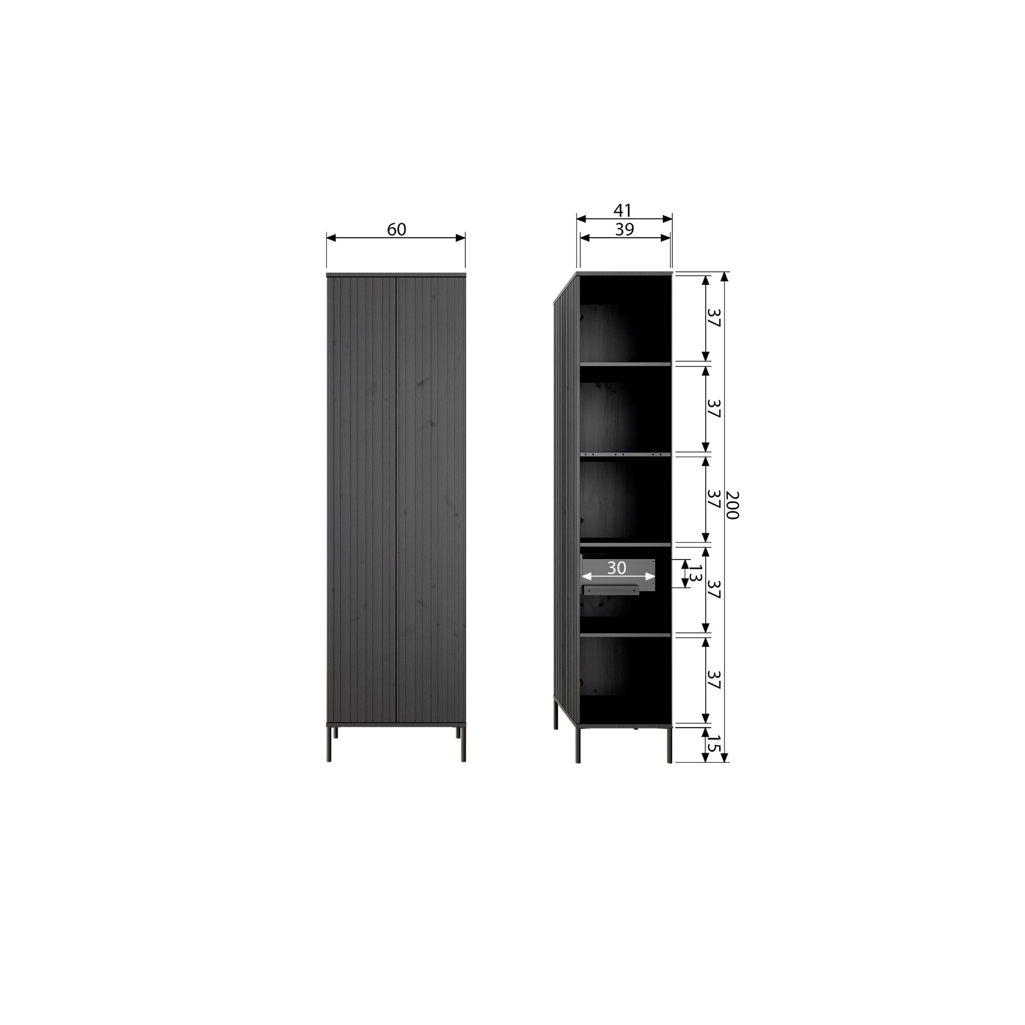 Woood New Gravure Cabinet with Drawer Pine Black (FSC) - ModernistaLiving