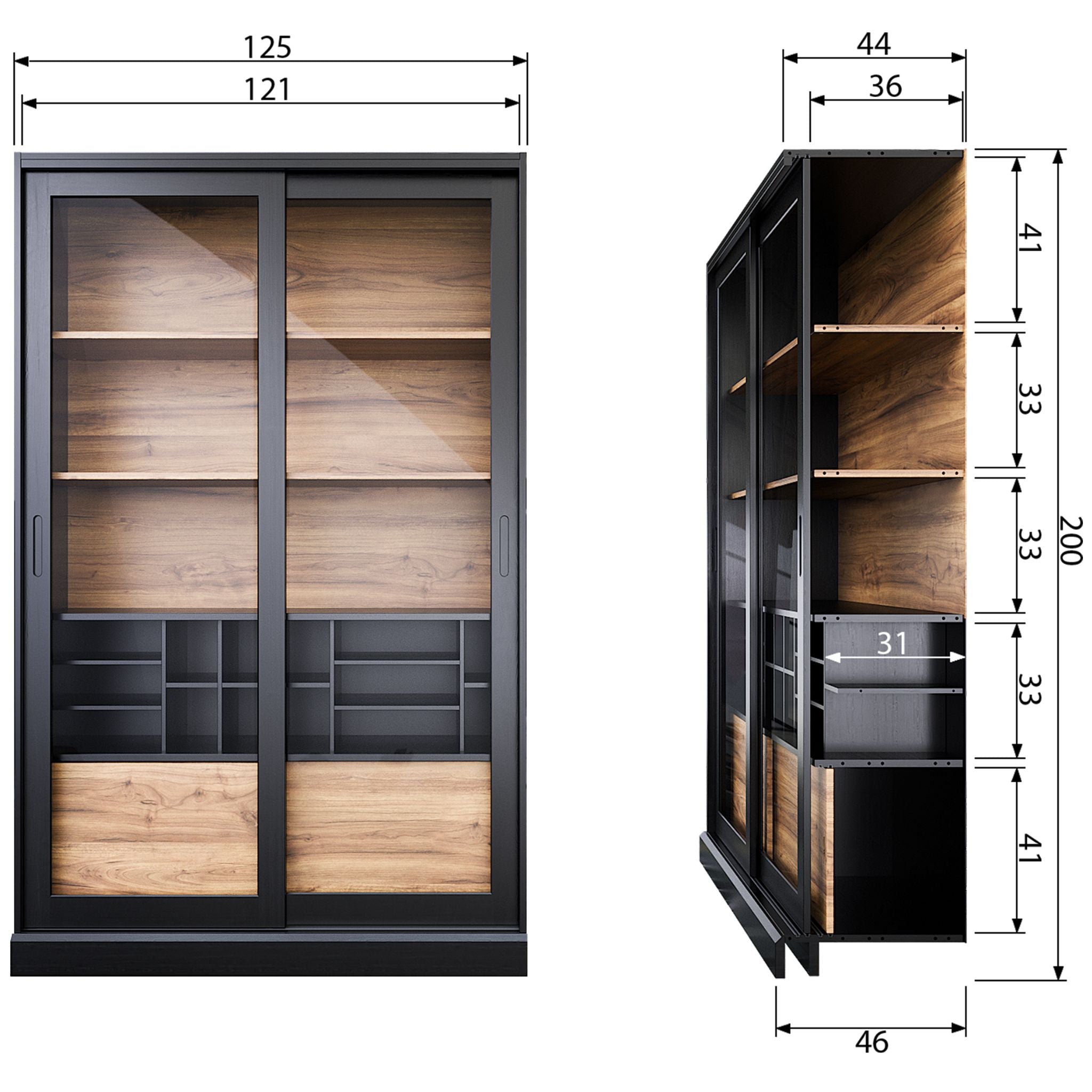 Woood James Cabinet Wood Black (FSC)