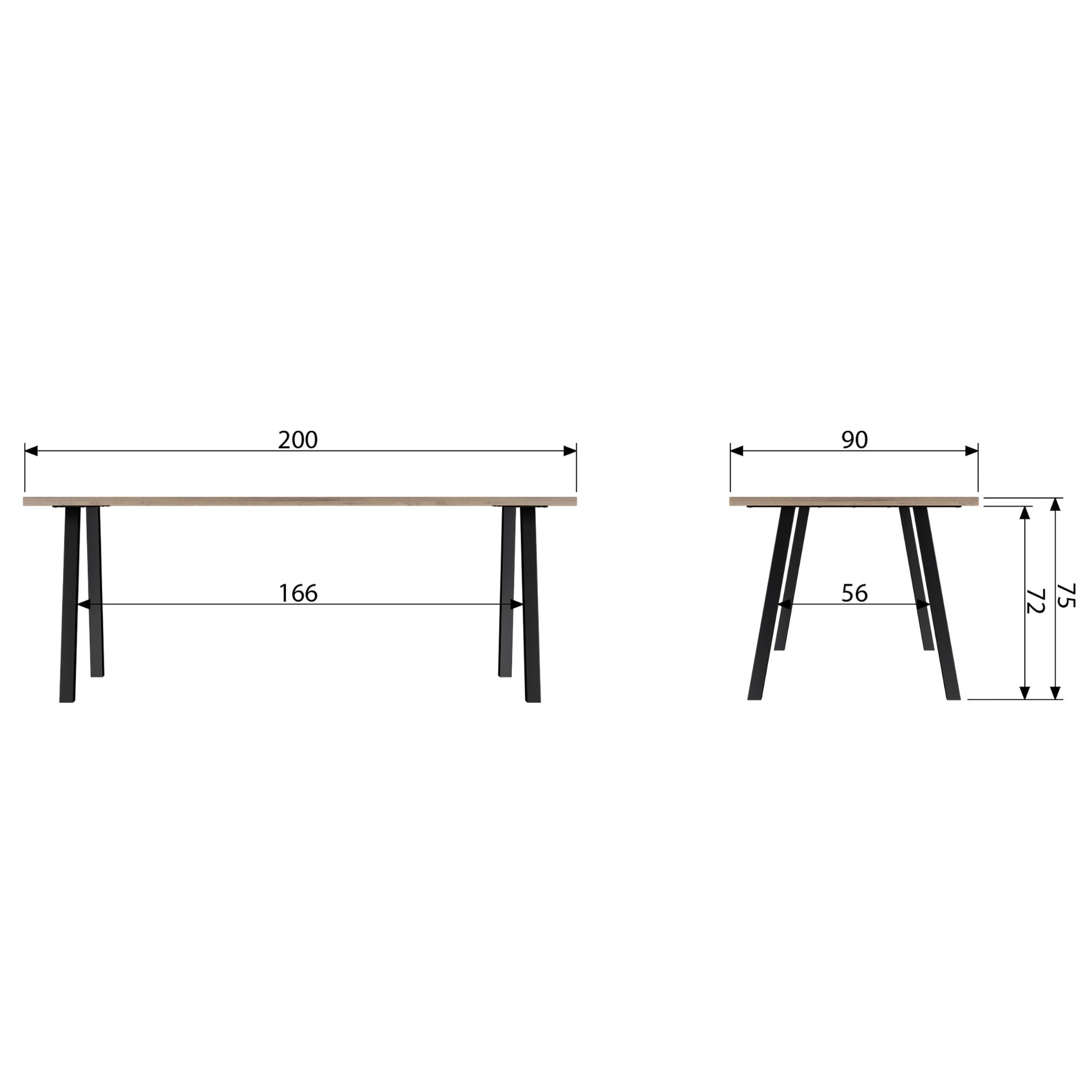 Woood James Dining Table Wood with A-Leg Metal