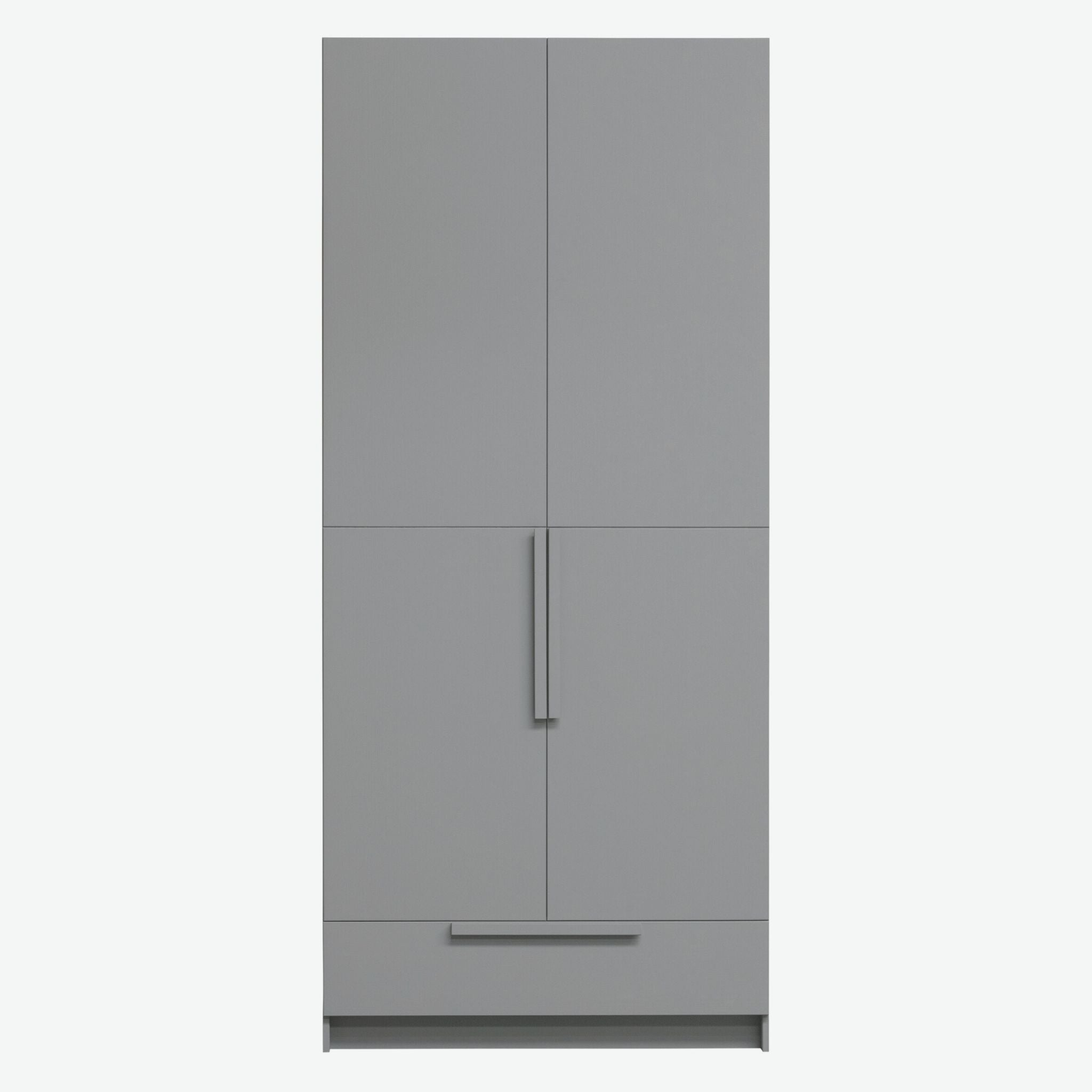 Woood Pure Modular 2 Door Wardrobe Split Concrete Grey (FSC) - ModernistaLiving