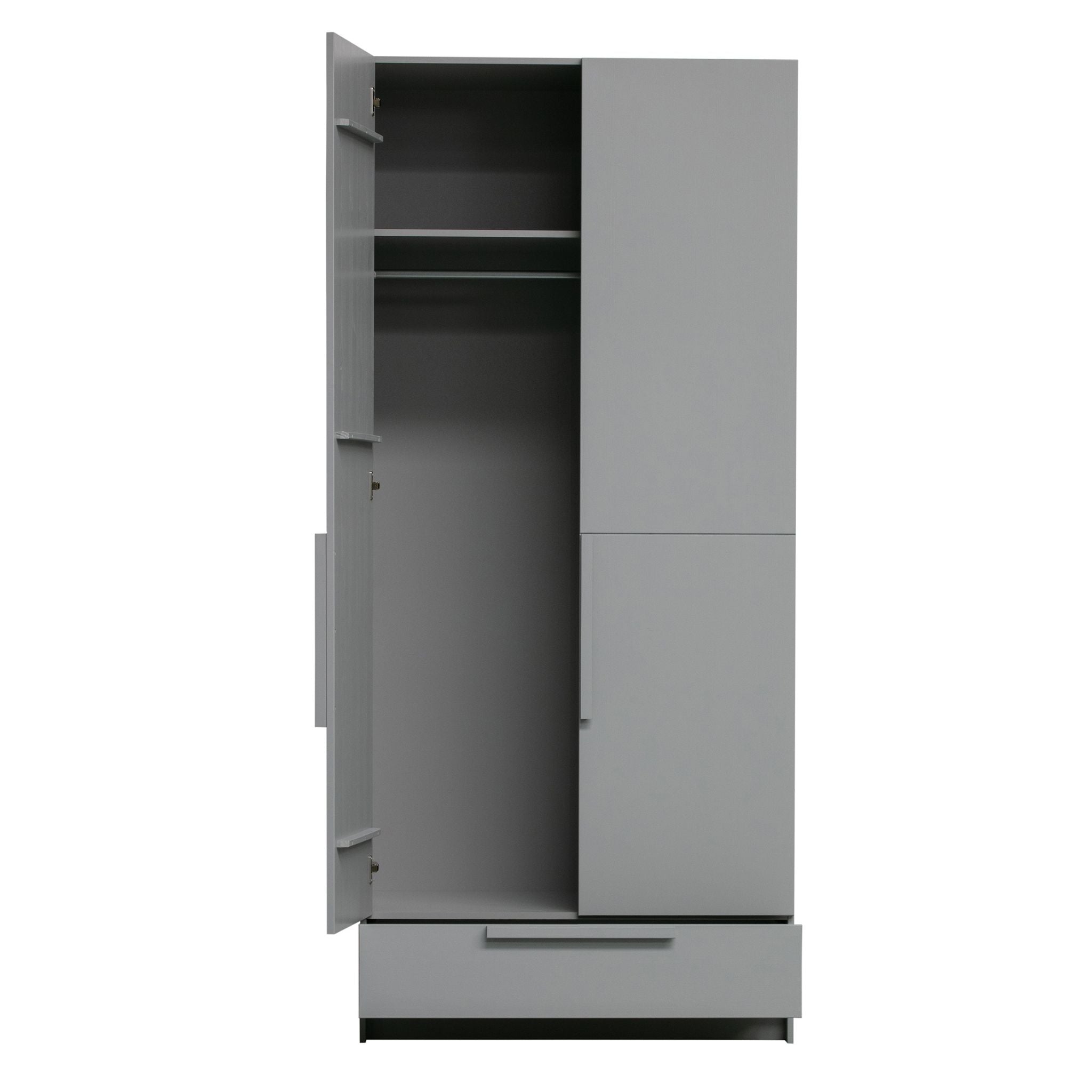 Woood Pure Modular 2 Door Wardrobe Split Concrete Grey (FSC) - ModernistaLiving