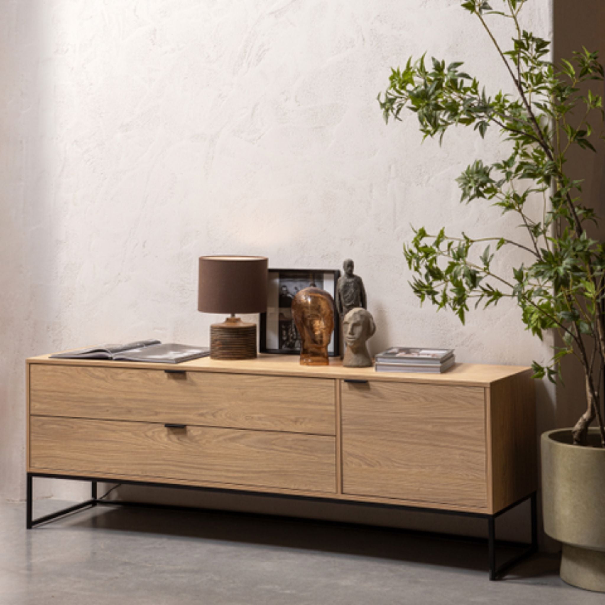 Woood Silas TV Unit 180cm Oak Melamine [FSC] - ModernistaLiving