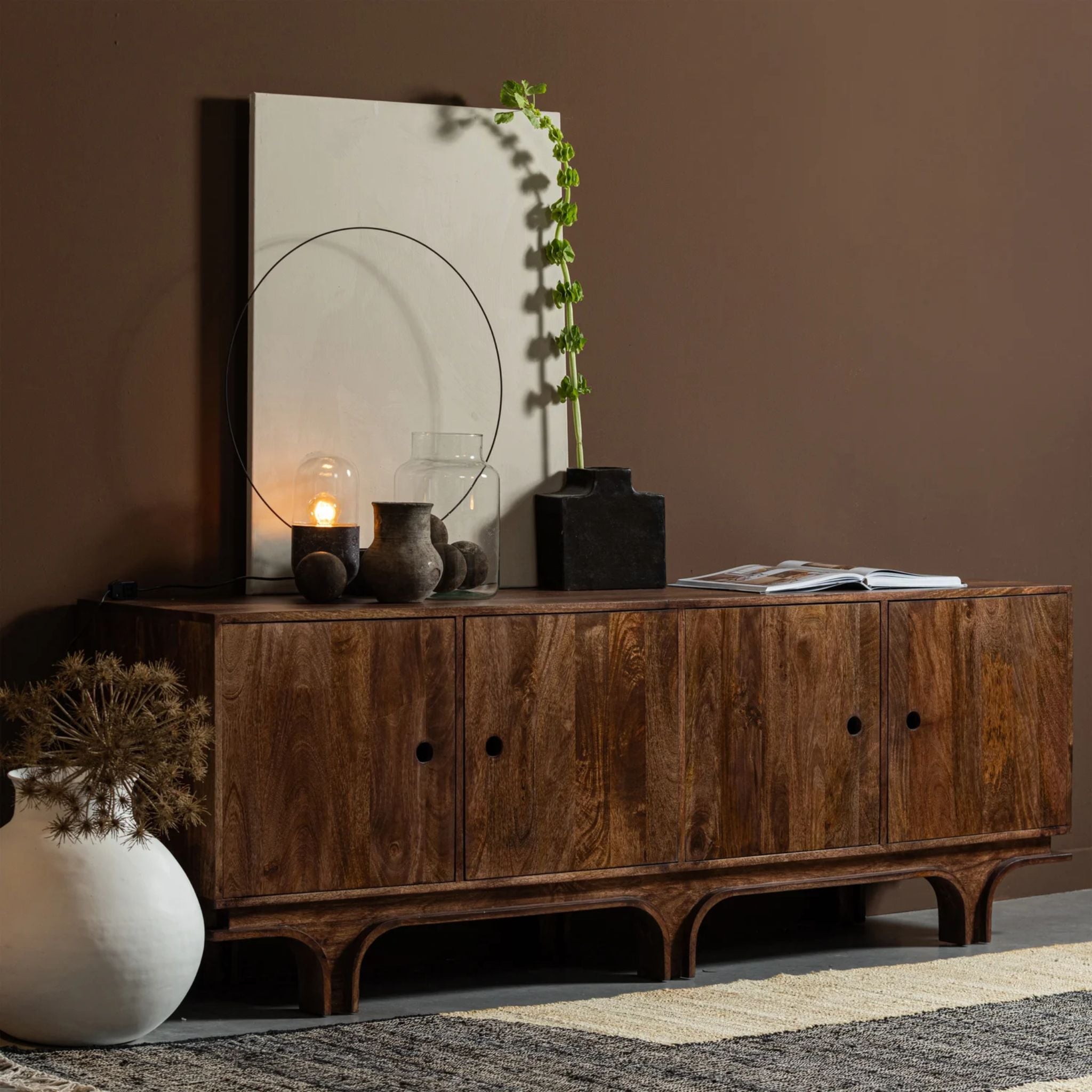 Woood Staes Sideboard 4-doors Mango Wood Walnut