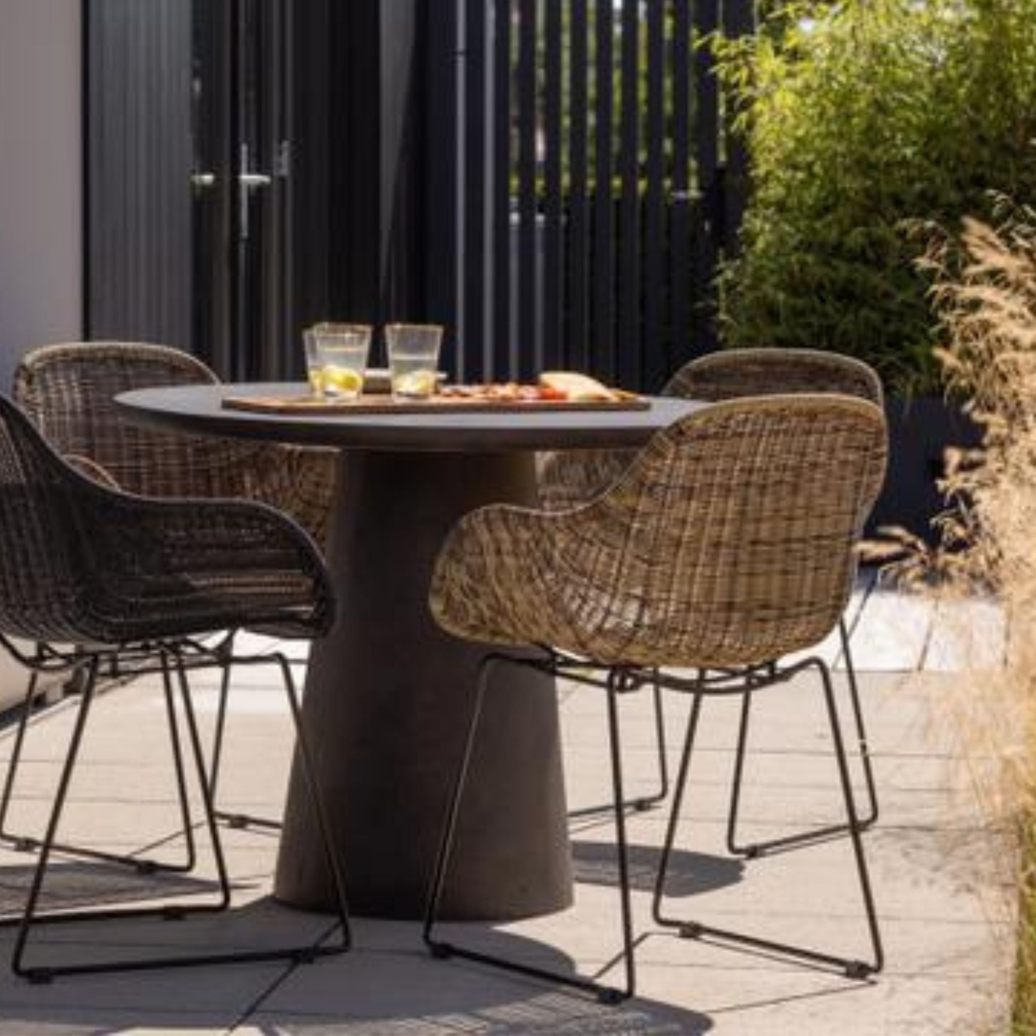 Woood Willow Outdoor Dining Chair Black Set of 2 - ModernistaLiving