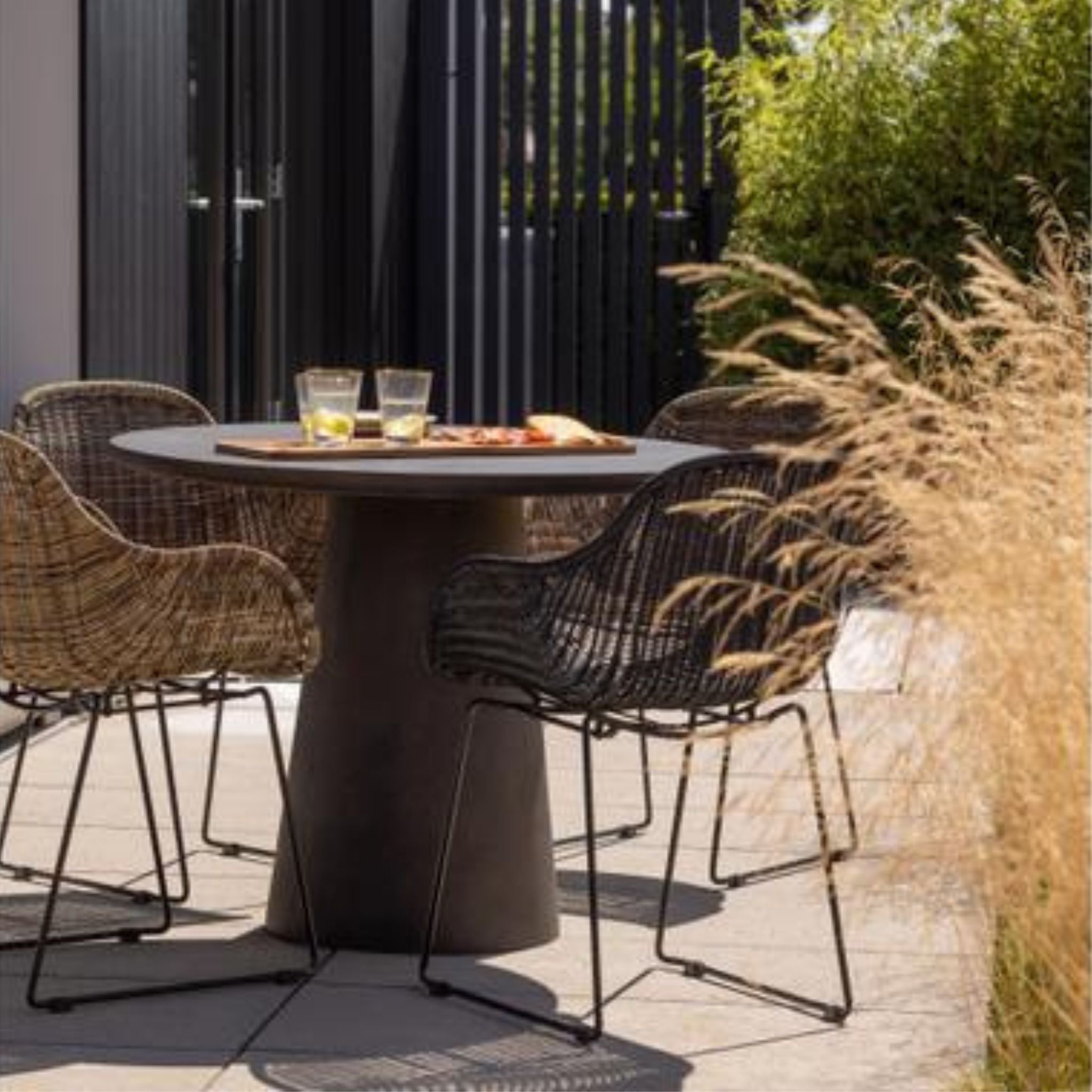 Woood Willow Outdoor Dining Chair Black Set of 2 - ModernistaLiving